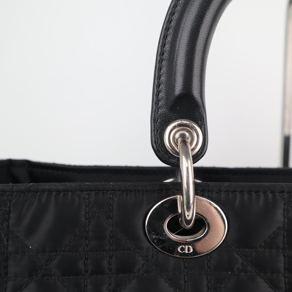 C2562 Christian Dior Tote Bag Lady Dior Nylon Black | Pre-Owned Excellent Black Nylon