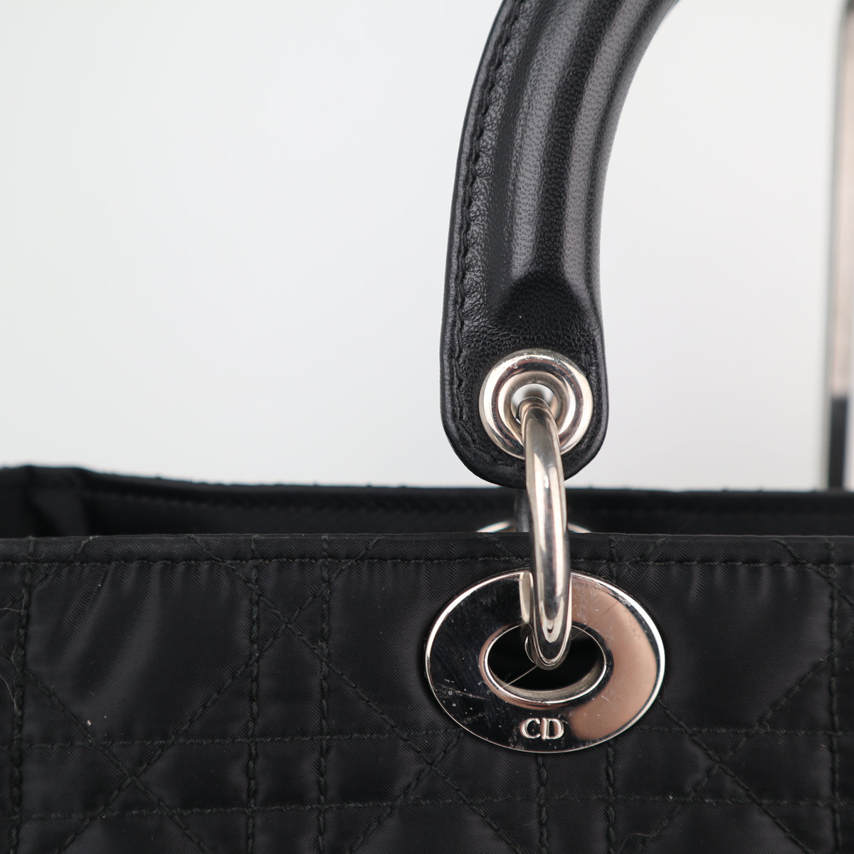 C2562 Christian Dior Tote Bag Lady Dior Nylon Black | Pre-Owned Excellent Black Nylon