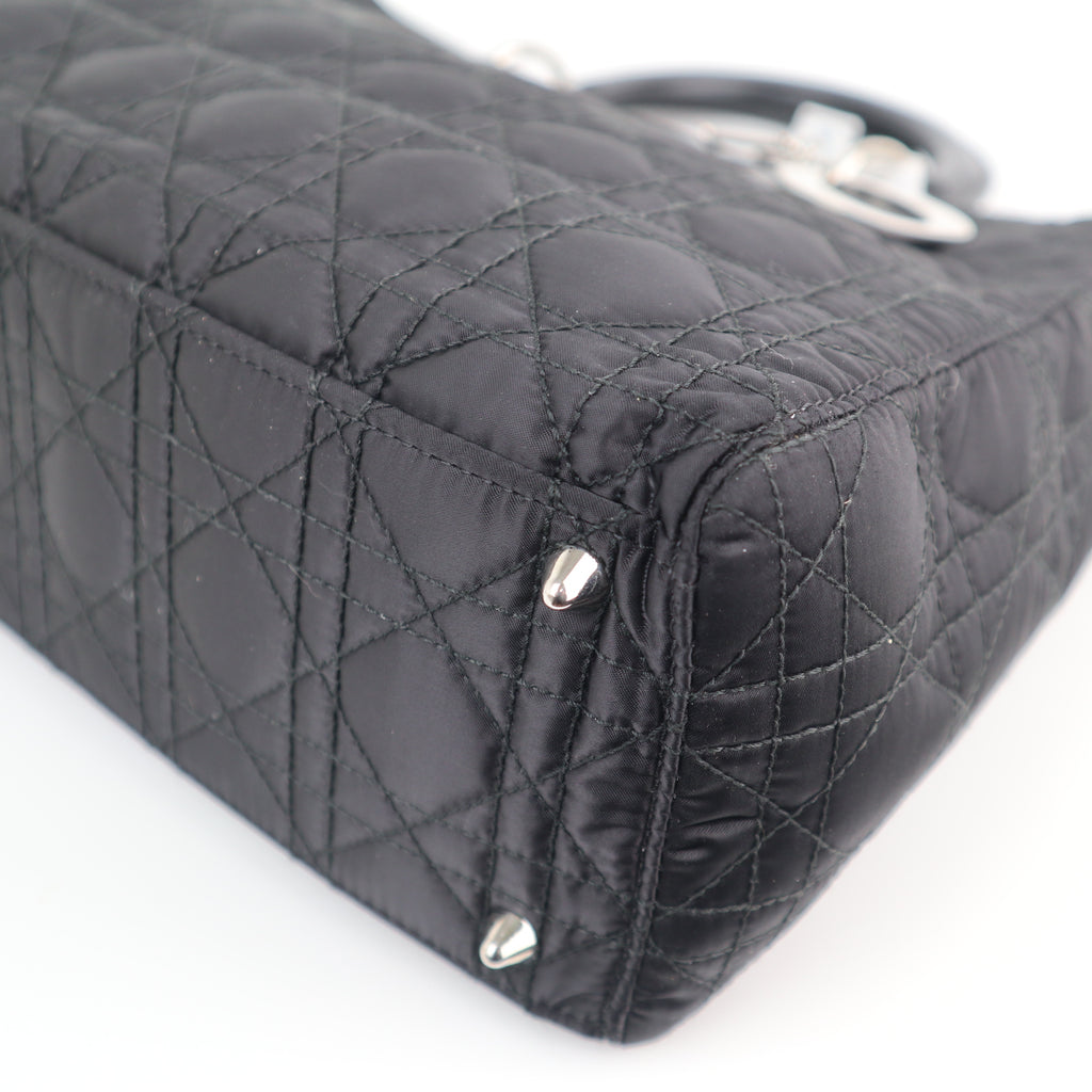 C2562 Christian Dior Tote Bag Lady Dior Nylon Black | Pre-Owned Excellent Black Nylon