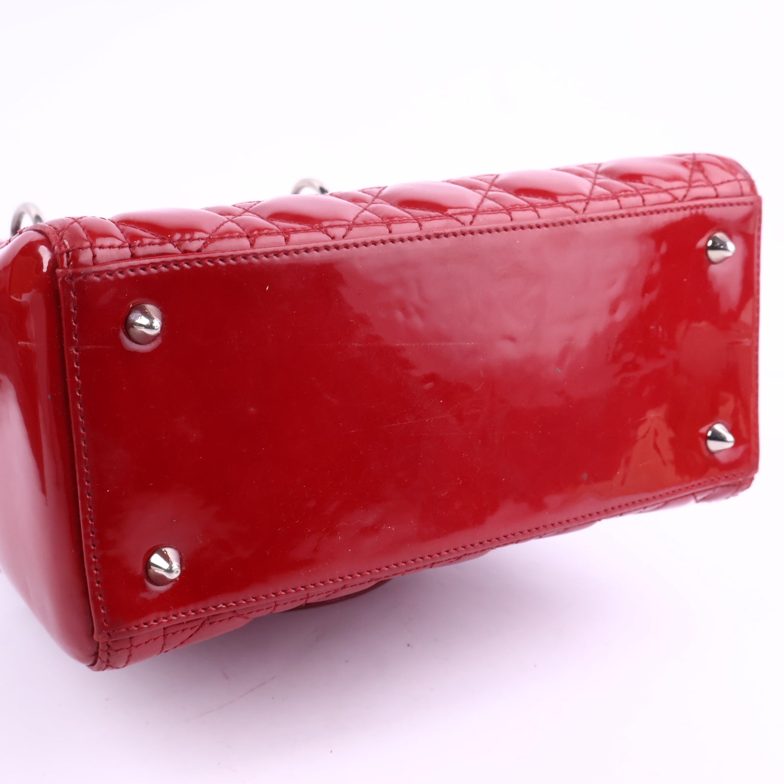 J2891 Christian Dior Lady Dior Red Poatent Leather handbag