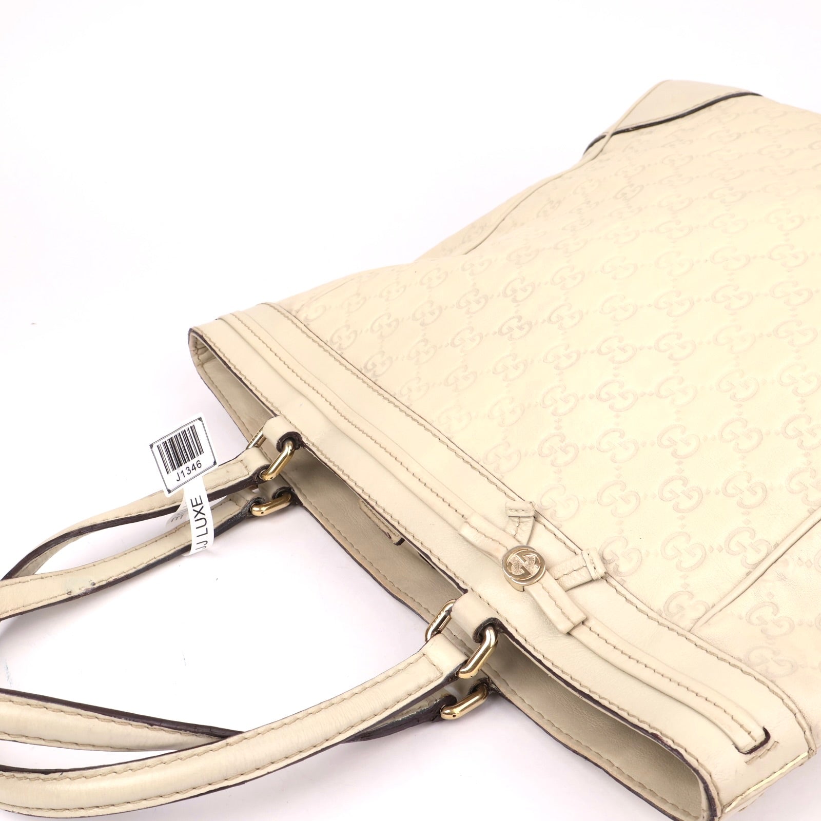 J1346 Gucci Brown Guccissima Mayfair Tote Beige- Pre Owned