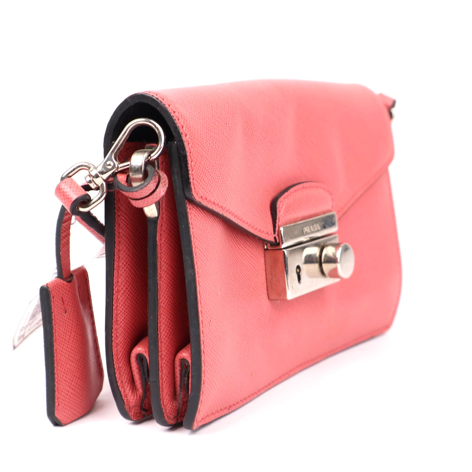 J1343 PRADA Pink Leather Saffiano Shoulder Bag- Pre Owned