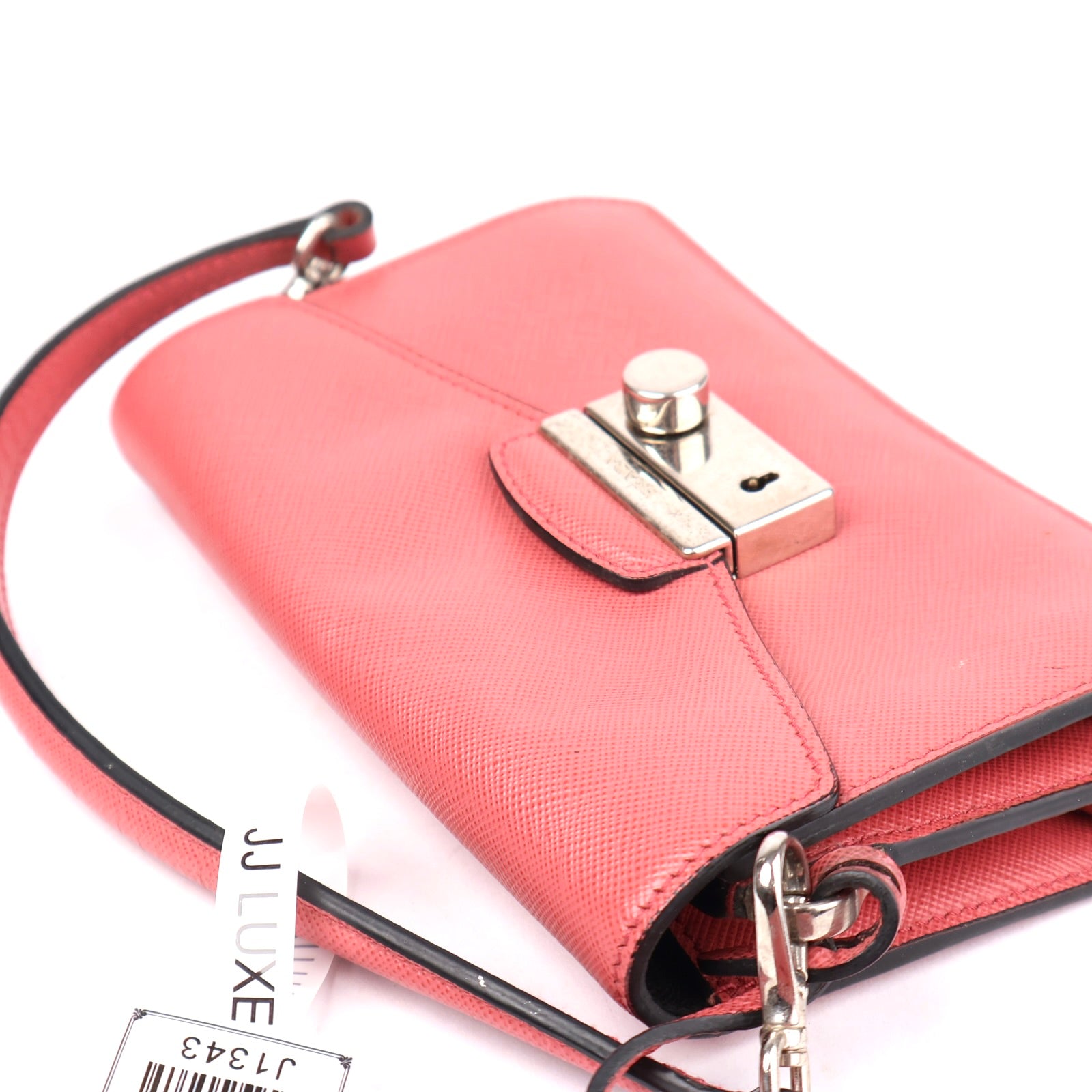 J1343 PRADA Pink Leather Saffiano Shoulder Bag- Pre Owned