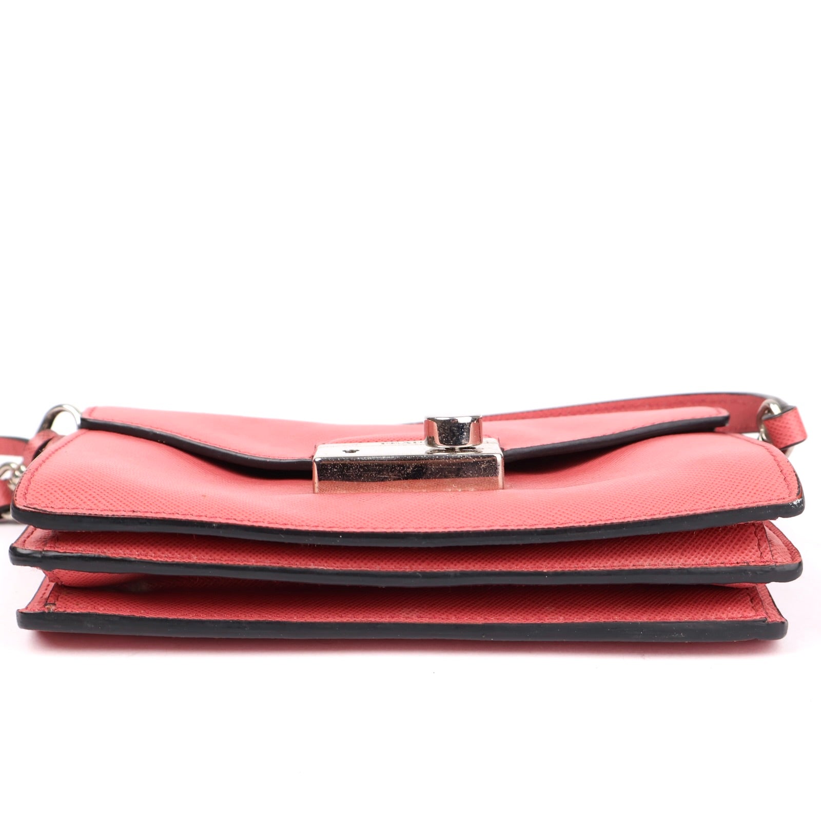 J1343 PRADA Pink Leather Saffiano Shoulder Bag- Pre Owned