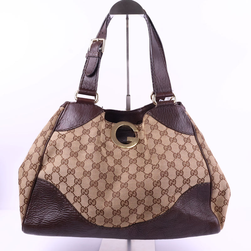 J2874 Gucci Shoulder Bag Charlotte cloth satchel | Pre-Owned Canvas, Leather