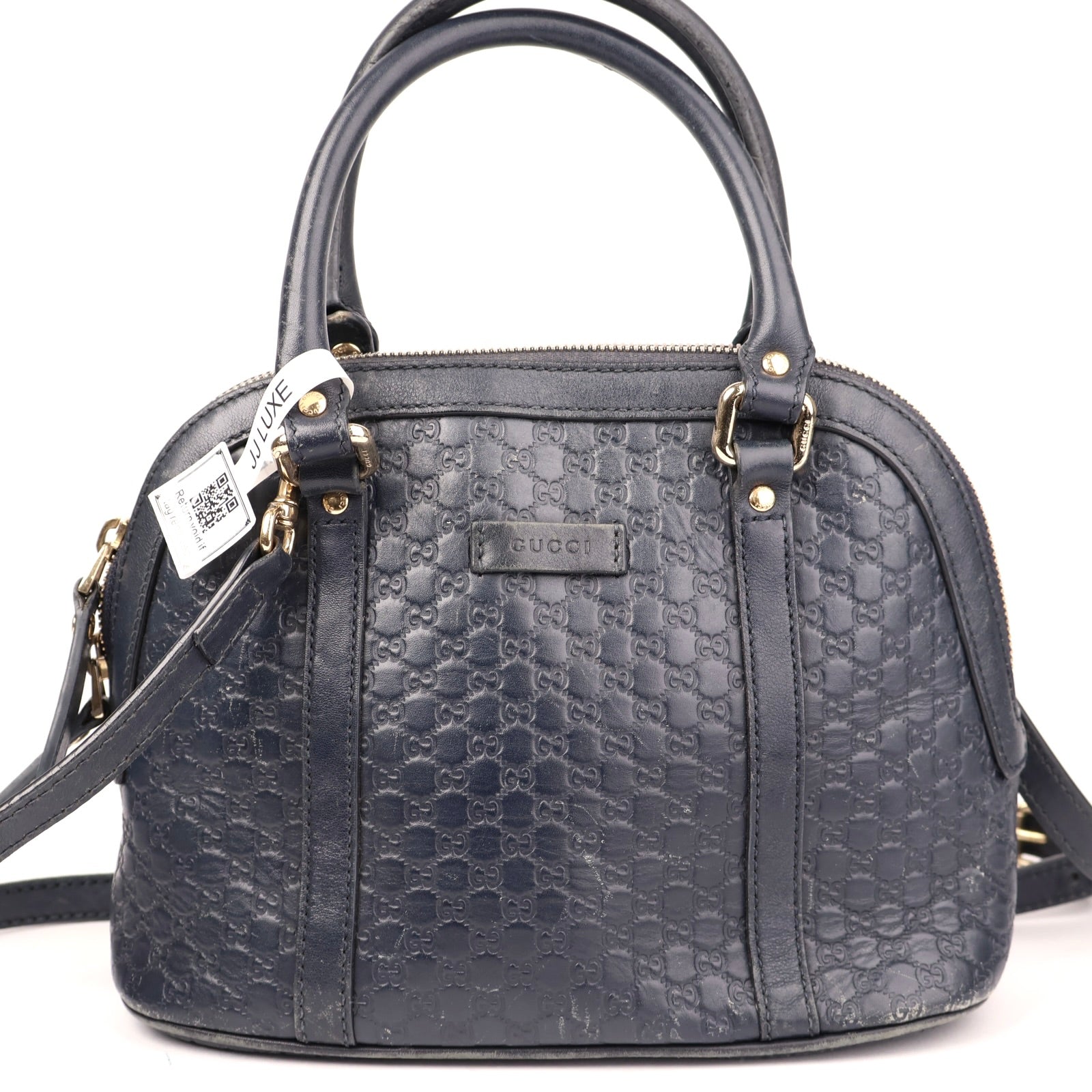 J1340 Gucci Black Microguccissima Leather Dome Bag- Pre Owned