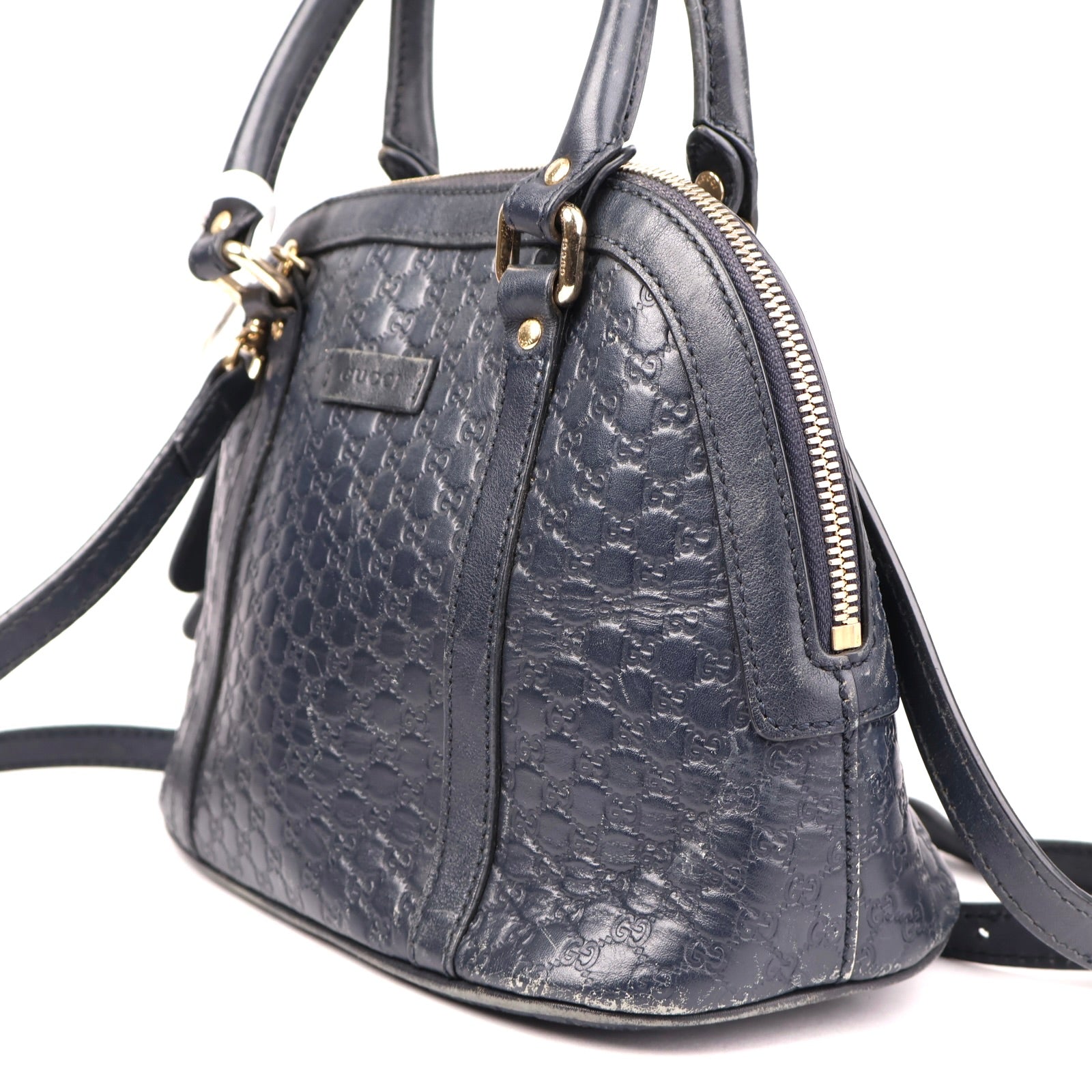 J1340 Gucci Black Microguccissima Leather Dome Bag- Pre Owned