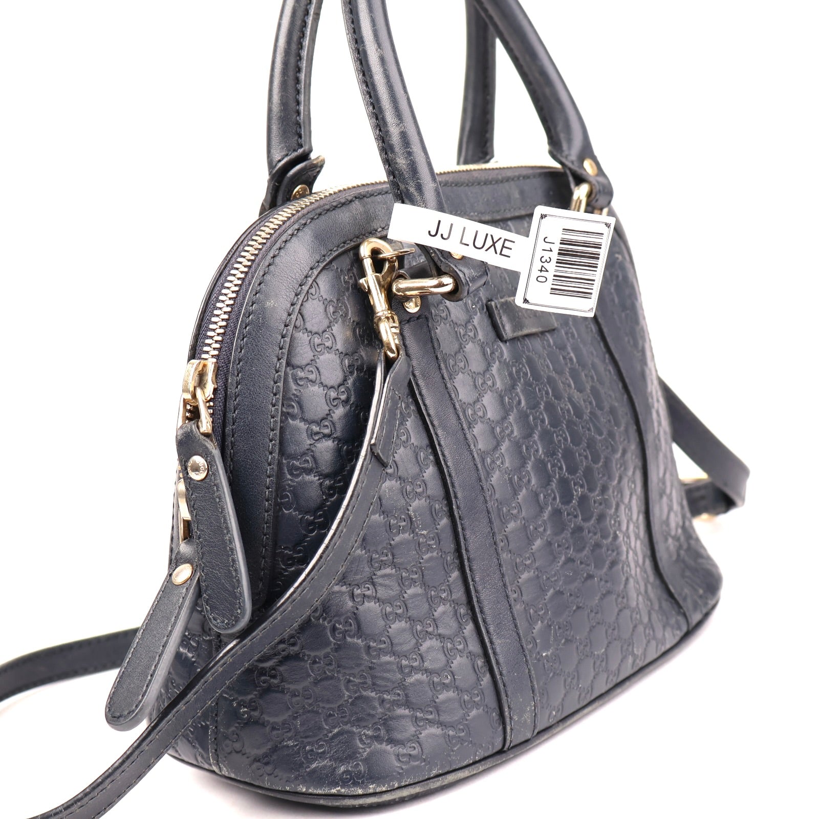 J1340 Gucci Black Microguccissima Leather Dome Bag- Pre Owned