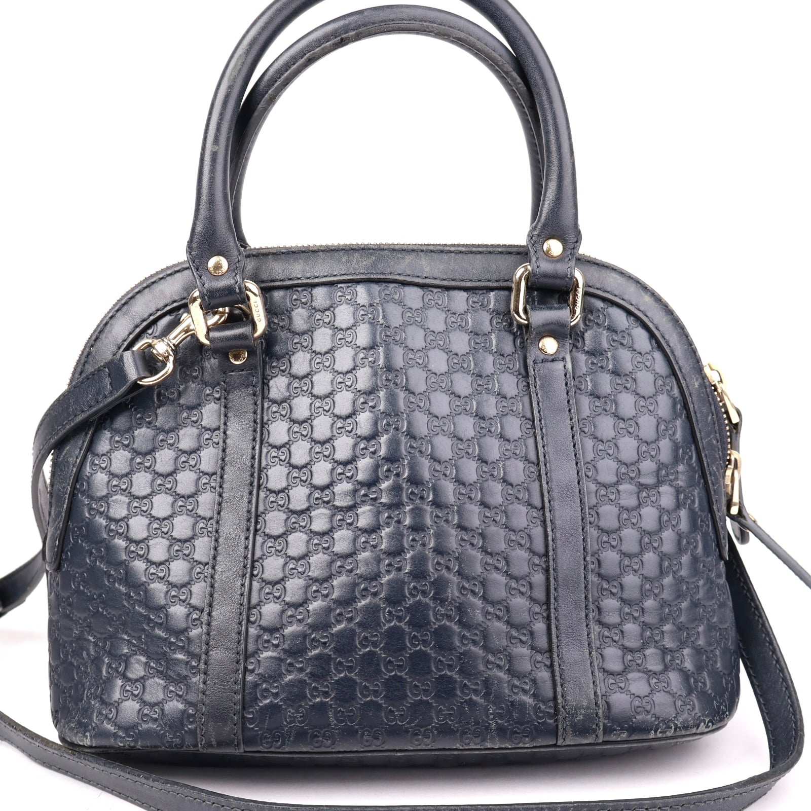 J1340 Gucci Black Microguccissima Leather Dome Bag- Pre Owned