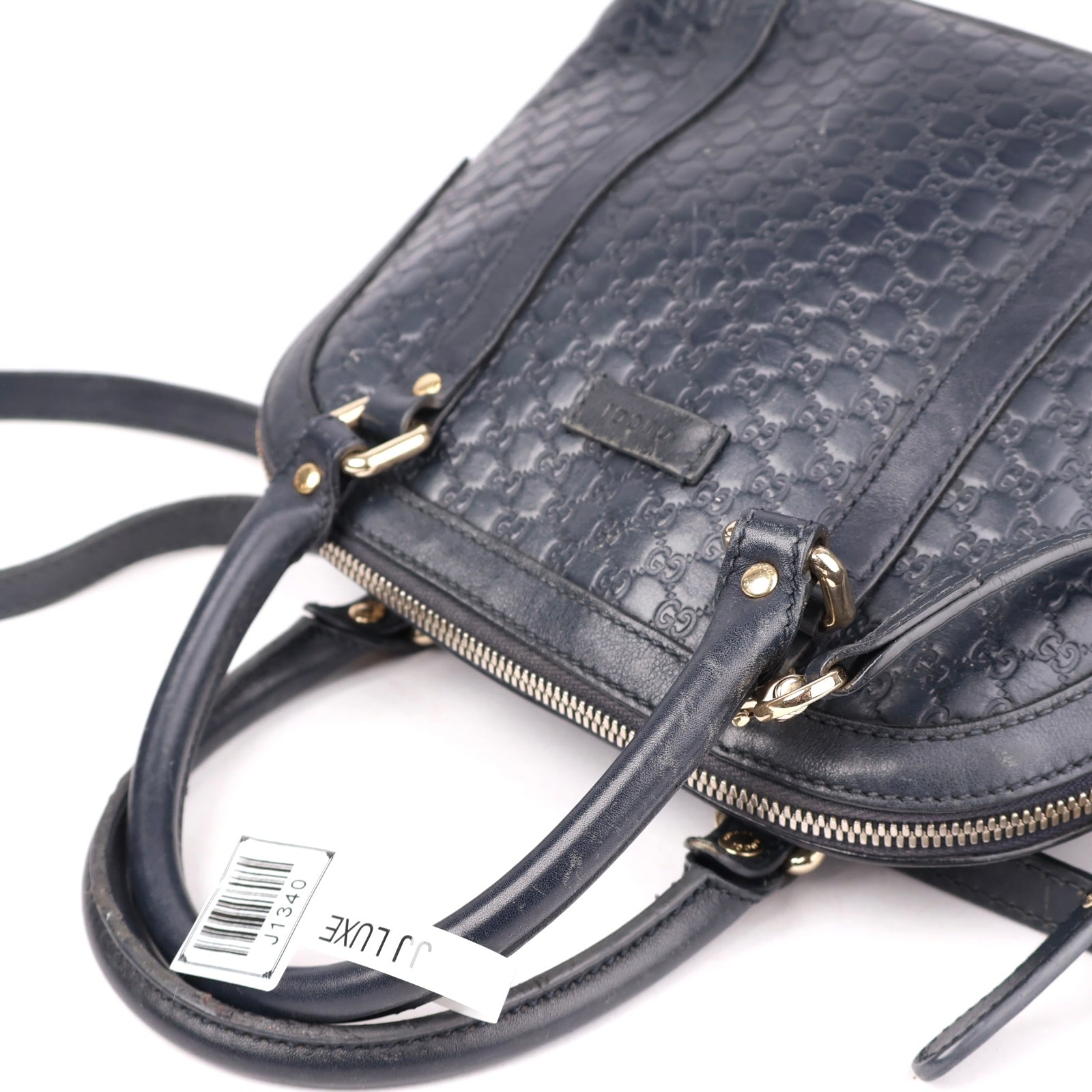 J1340 Gucci Black Microguccissima Leather Dome Bag- Pre Owned