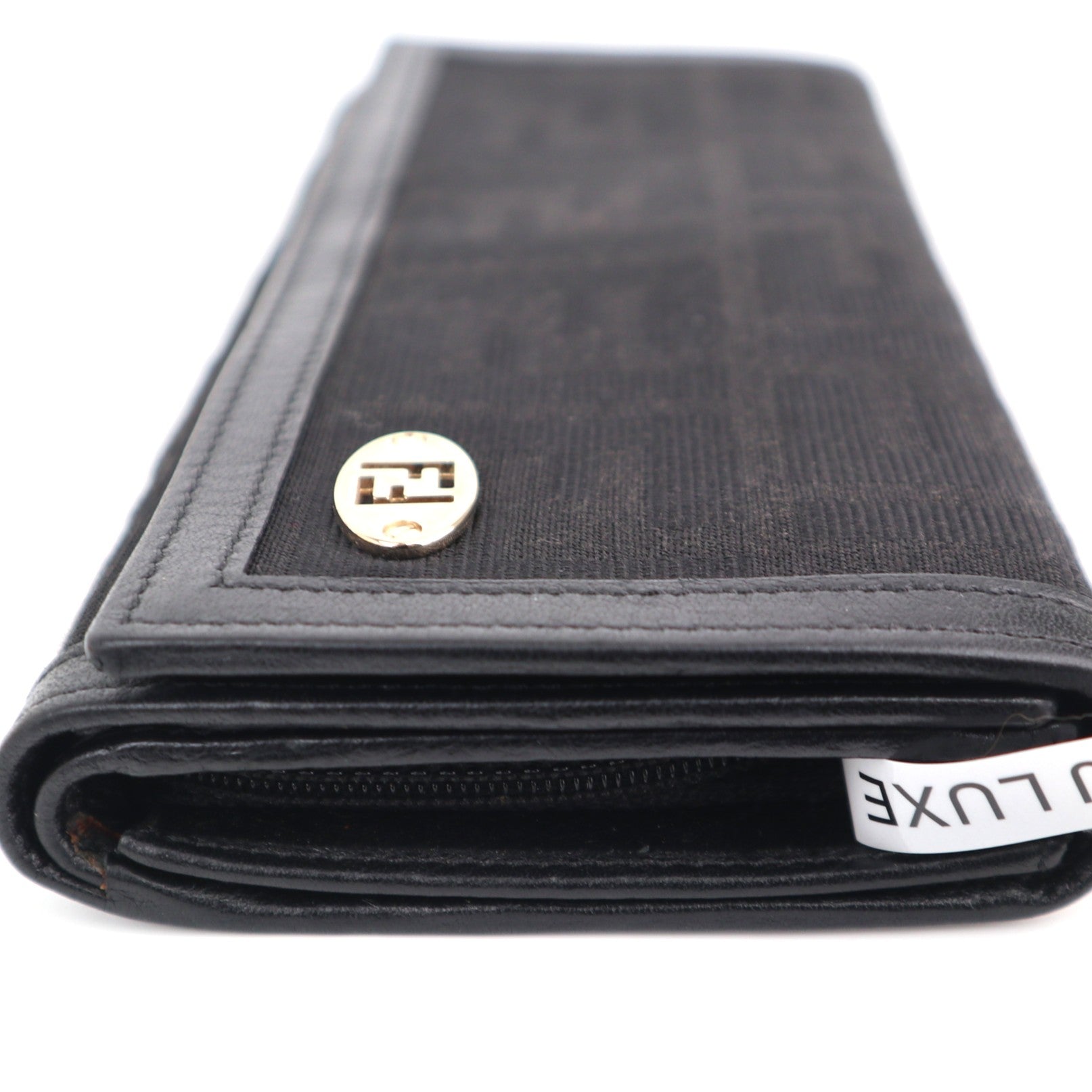 C2570 Fendi Wallet Black Zucca Continental Wallet | Pre-Owned Excellent Black Canvas Zucca