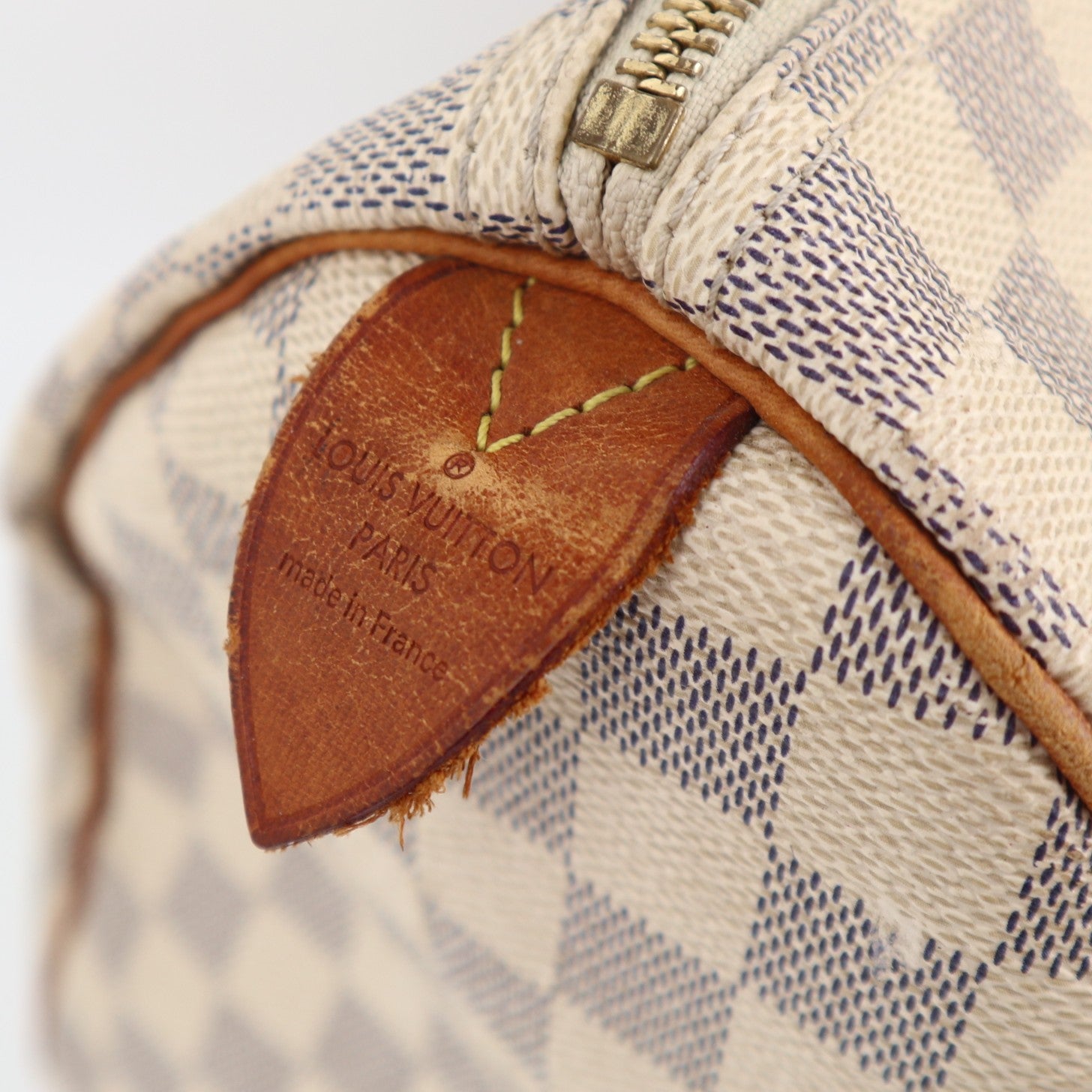 Louis Vuitton Speedy 35 Damier Azur Canvas Shoulder Bag C1707 | Pre-Owned Good Cream / Blue Damier Azur Canvas
