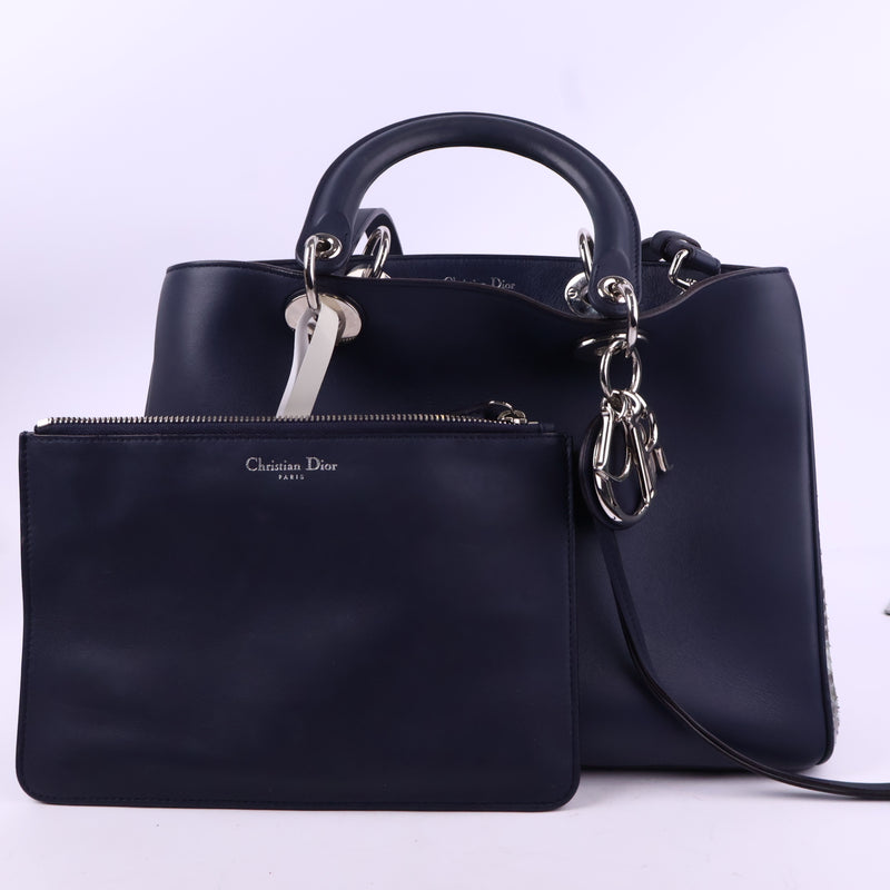 J3749 Christian Dior Top Handle Bag Leather Medium Diorissimo Tote | Pre-Owned Leather