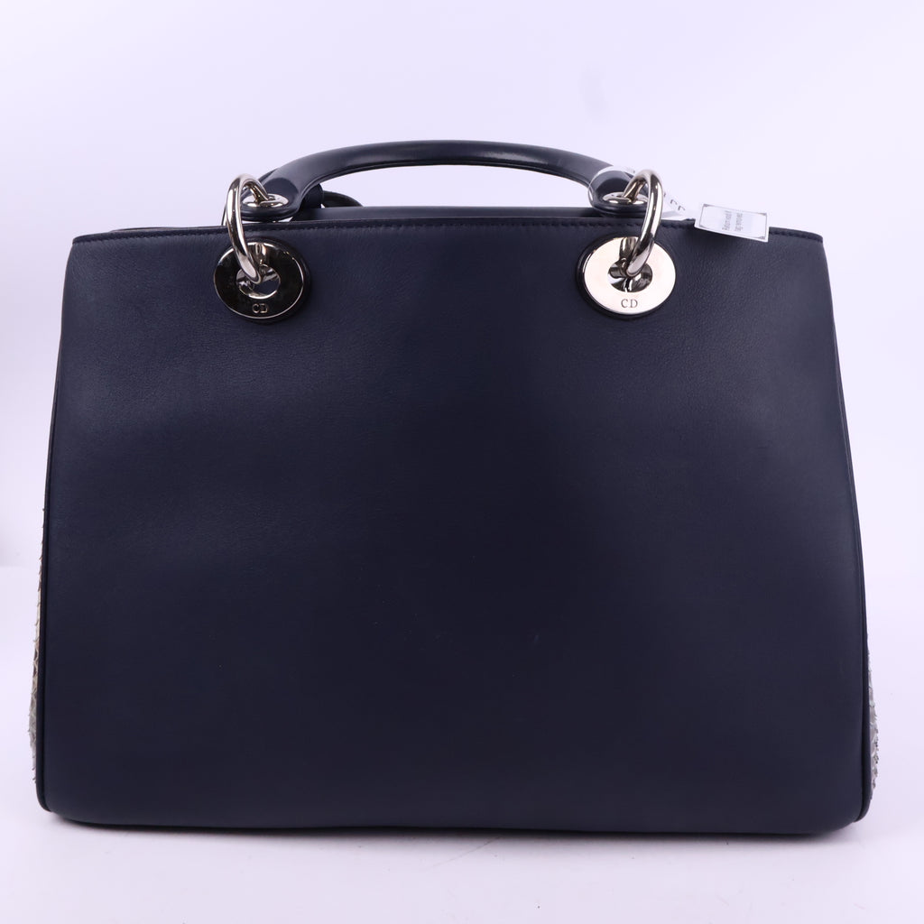 J3749 Christian Dior Top Handle Bag Leather Medium Diorissimo Tote | Pre-Owned Leather