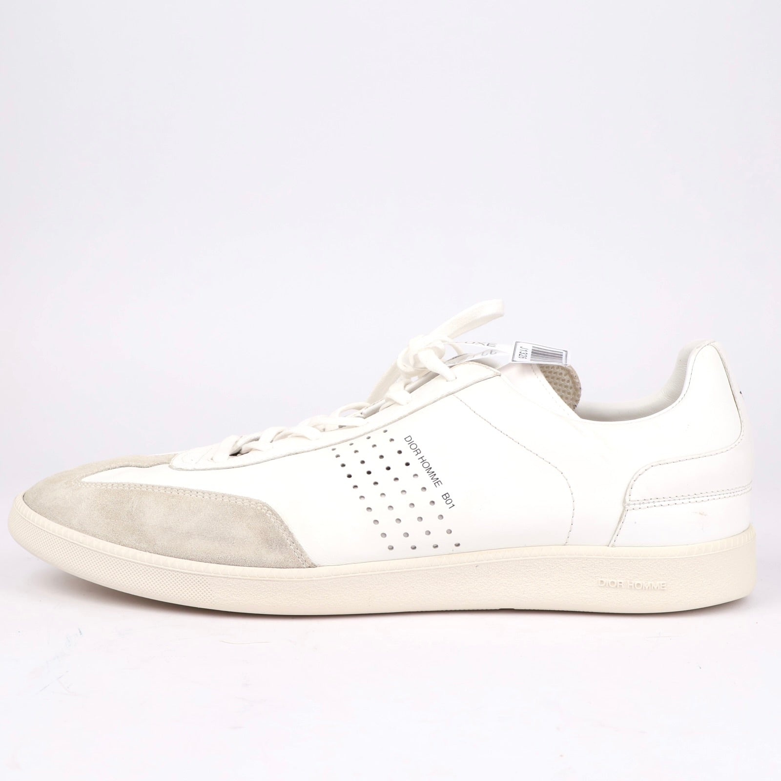 J1326 Dior White Leather Low-Top Sneakers with Suede Toe Cap EU45/UK10- Pre Owned