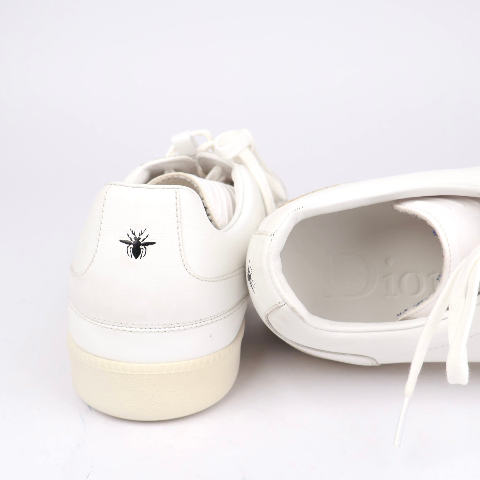 J1326 Dior White Leather Low-Top Sneakers with Suede Toe Cap EU45/UK10- Pre Owned
