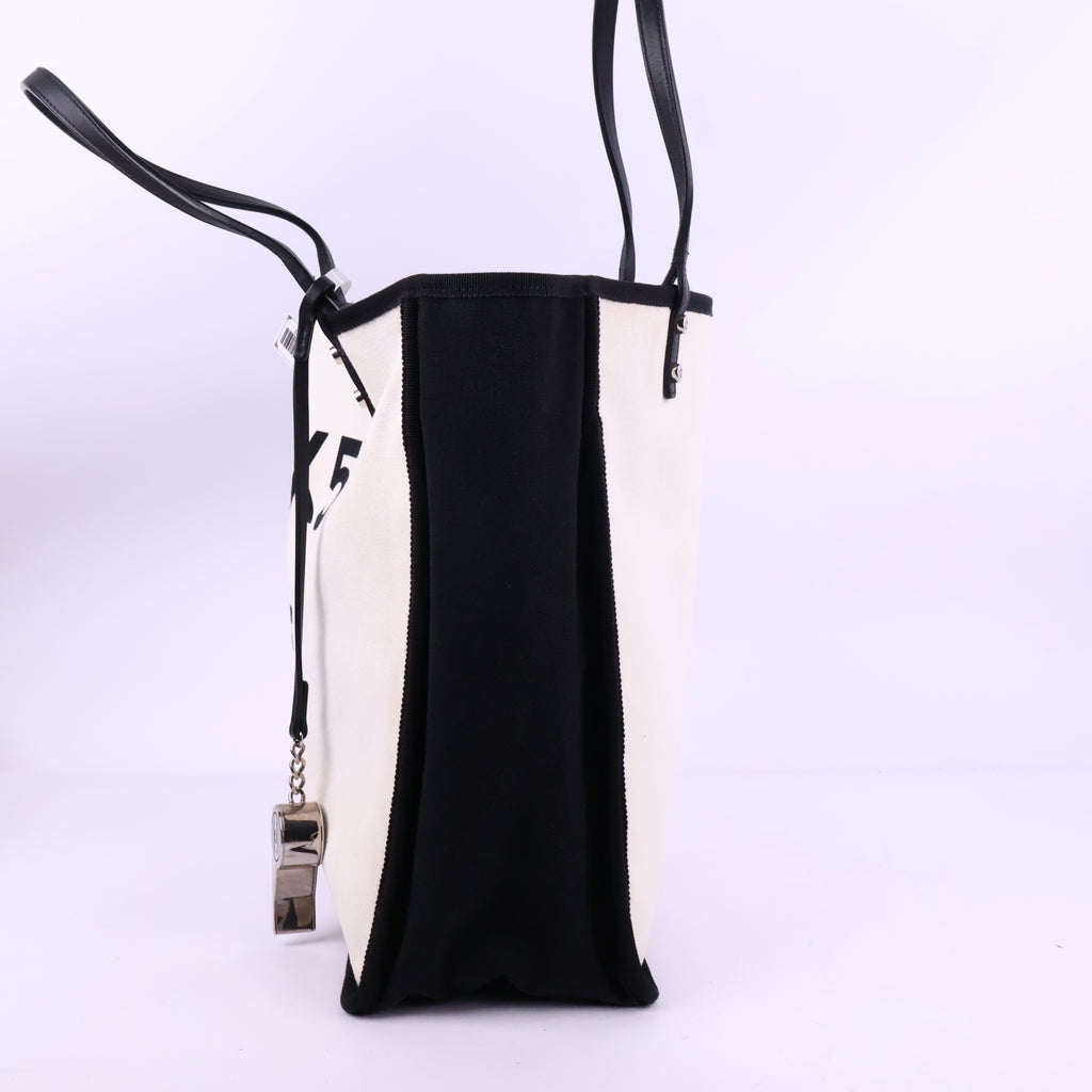 J2898 Chanel Tote Bag Canvas Fabric "Ladies First" Whistle | Pre-Owned Canvas fabric