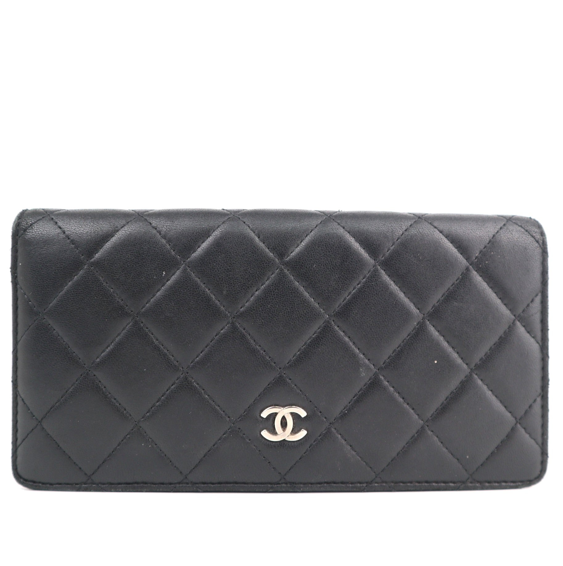 C2575 Chanel Wallet Black Quilted Lambskin Classic Long Wallet | Pre-Owned Very Good Black Leather Quilted