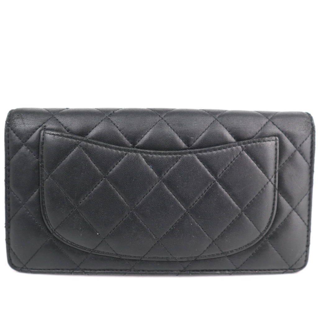 C2575 Chanel Wallet Black Quilted Lambskin Classic Long Wallet | Pre-Owned Very Good Black Leather Quilted