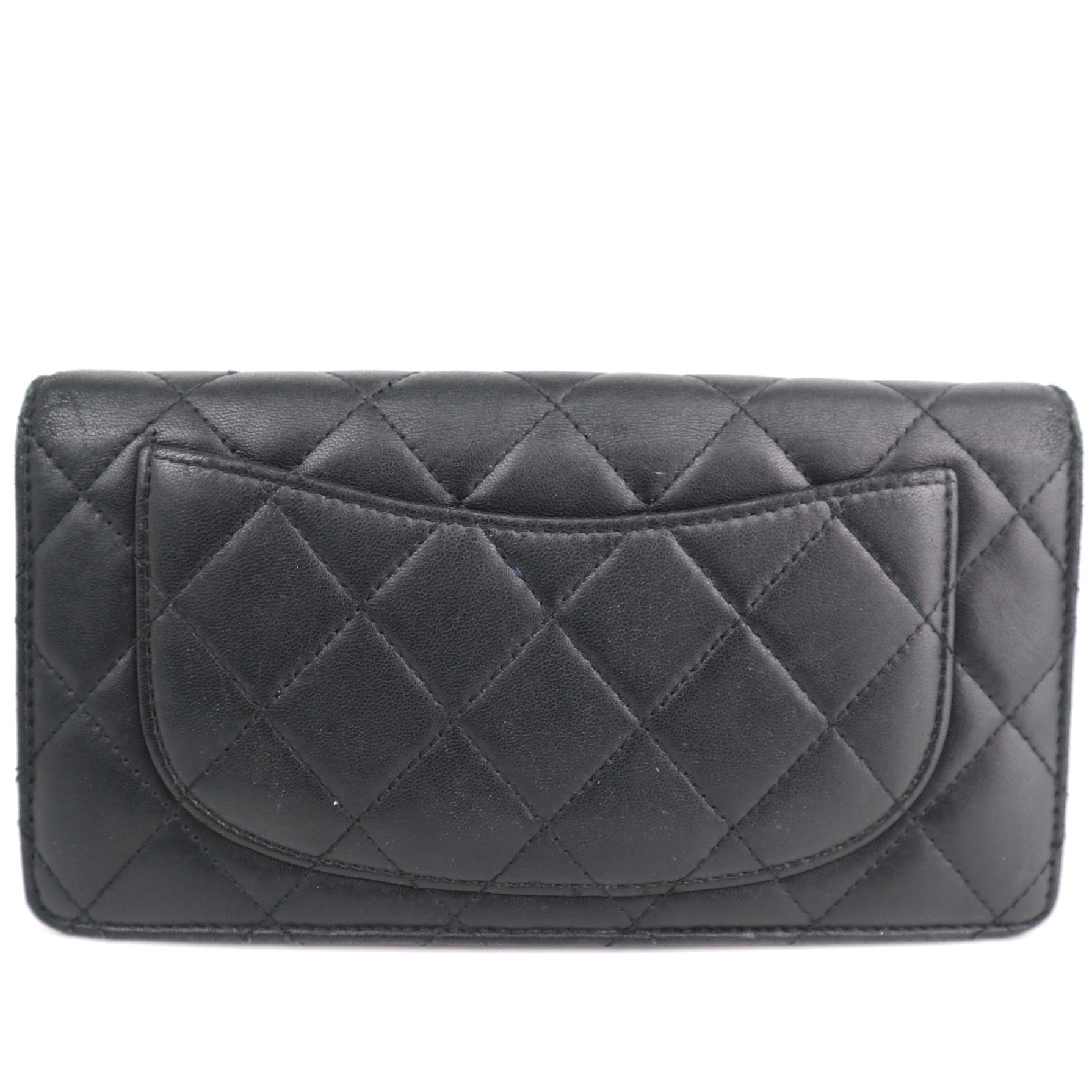 C2575 Chanel Wallet Black Quilted Lambskin Classic Long Wallet | Pre-Owned Very Good Black Leather Quilted