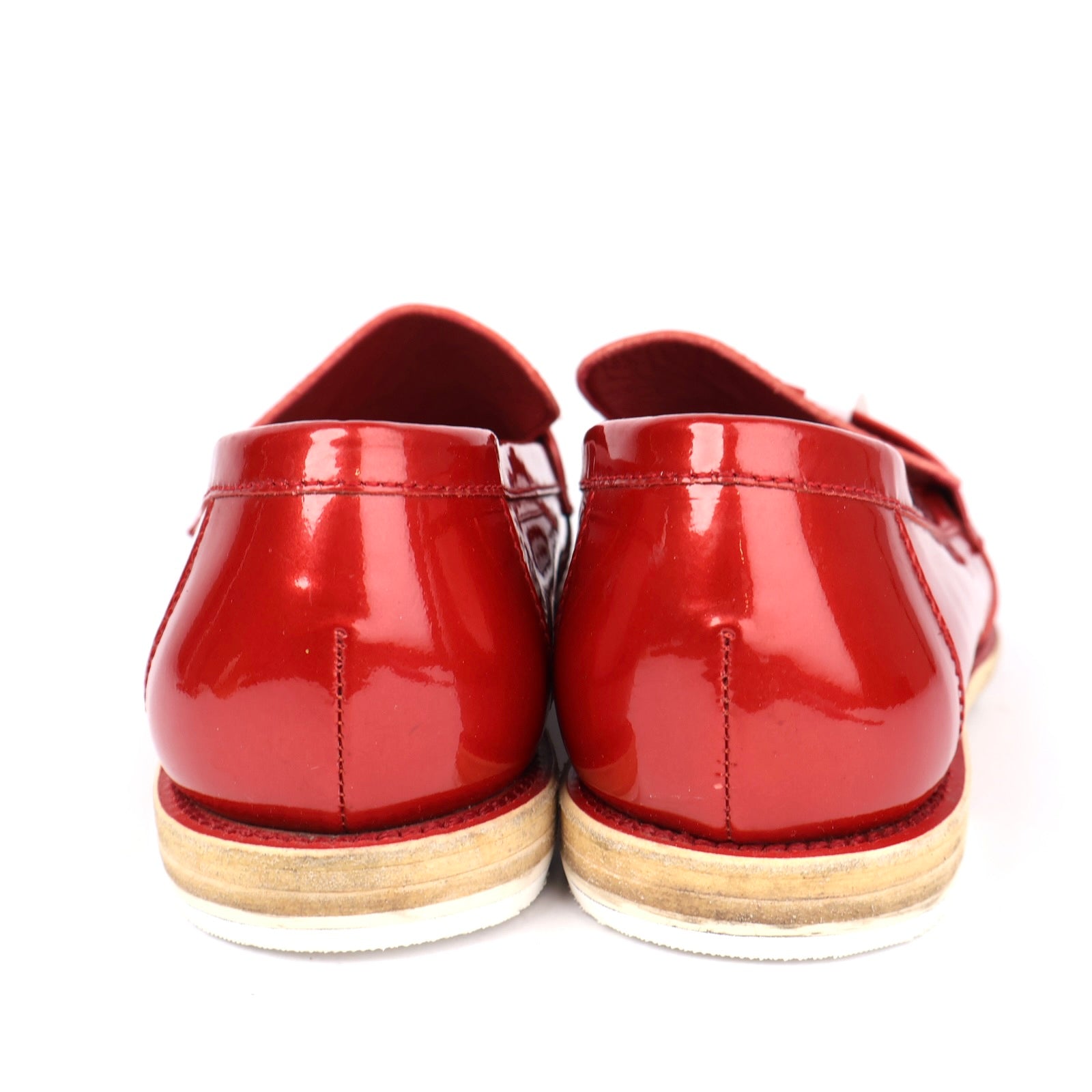 J1327 CHANEL Red Patent Leather CC Logo Loafers EU36.5/UK3.5- Pre Owned