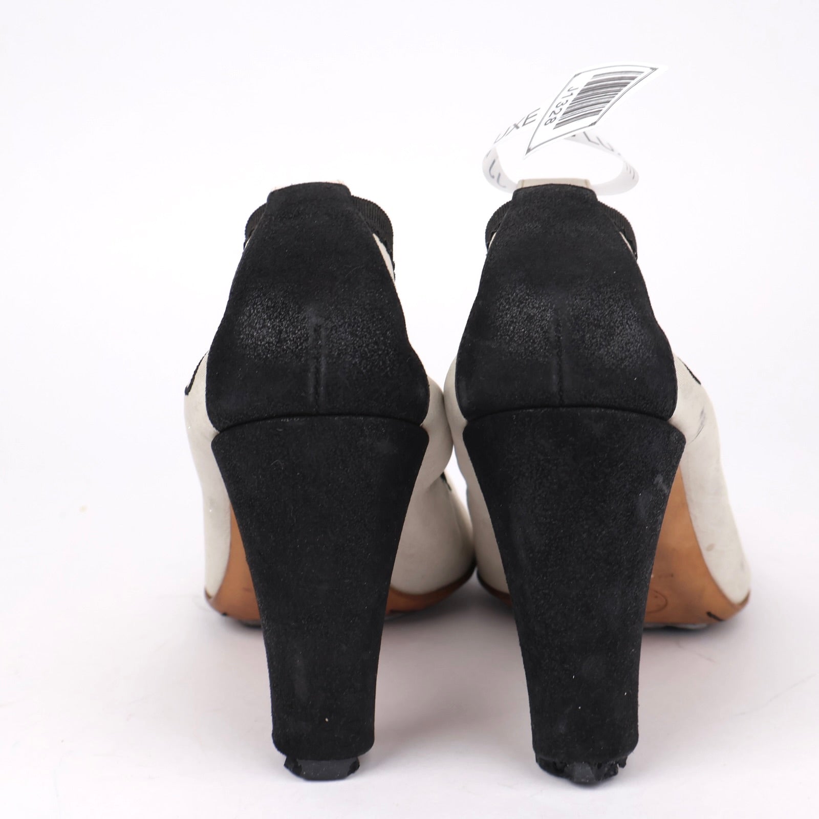 J1328 CHANEL Sliver and Black Two-Tone Canvas Pumps EU36.5/UK3.5- Pre Owned
