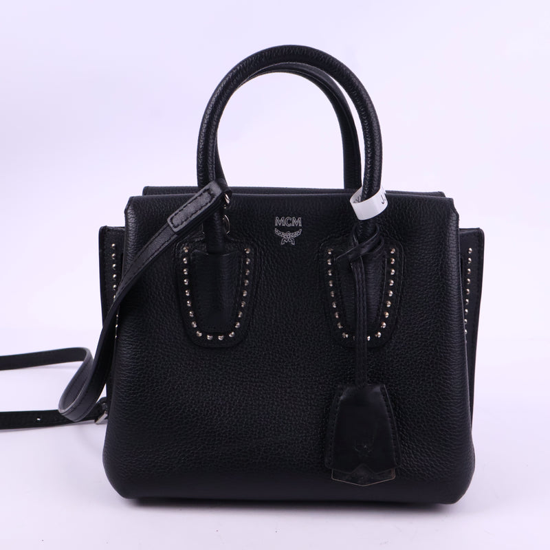 J3748 MCM Shoulder Bag Mini Leather Tote bag | Pre-Owned Like New Leather
