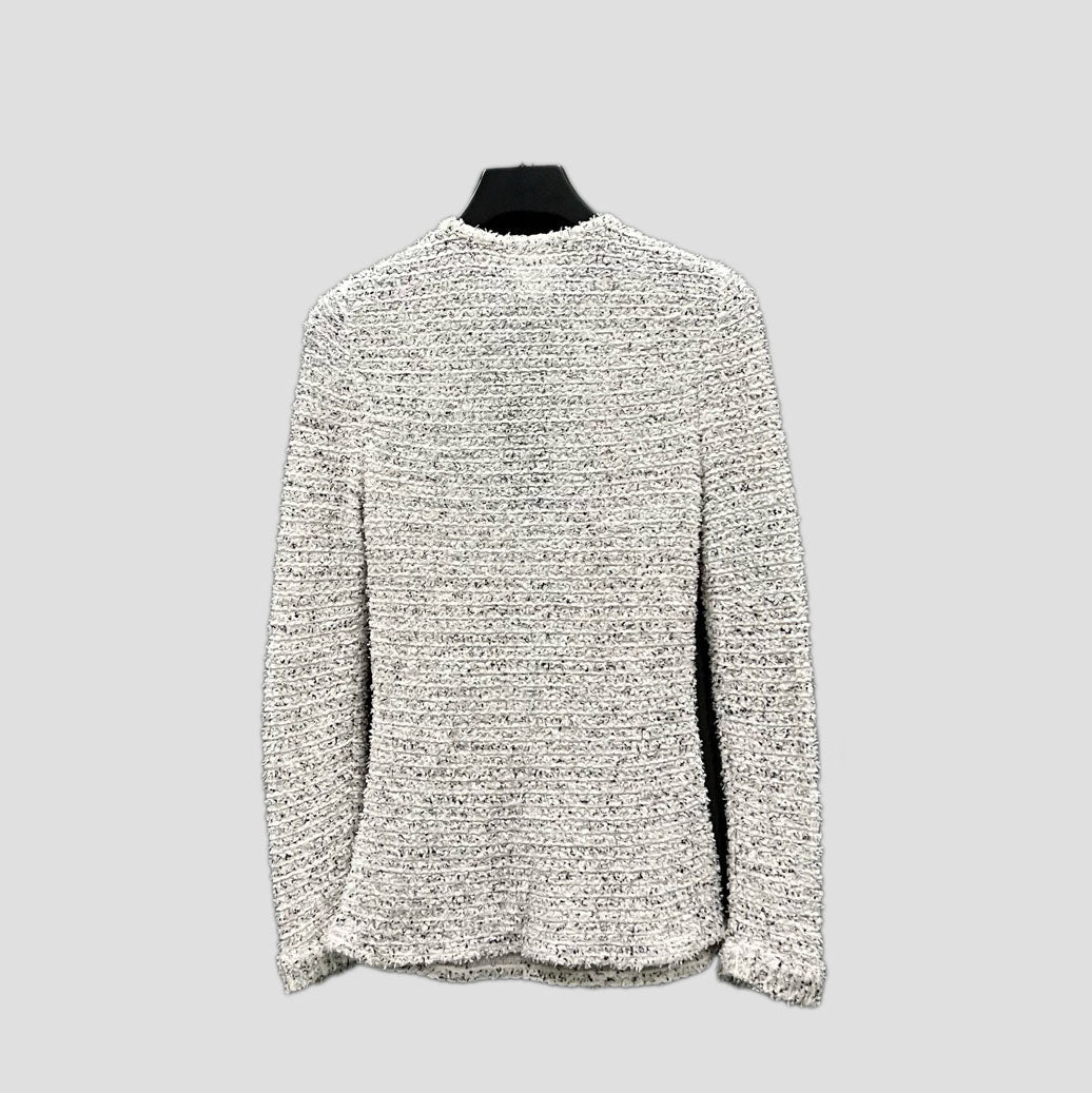 CHANEL Woven Long-Sleeve Top with Pearl Buttons- 95% new