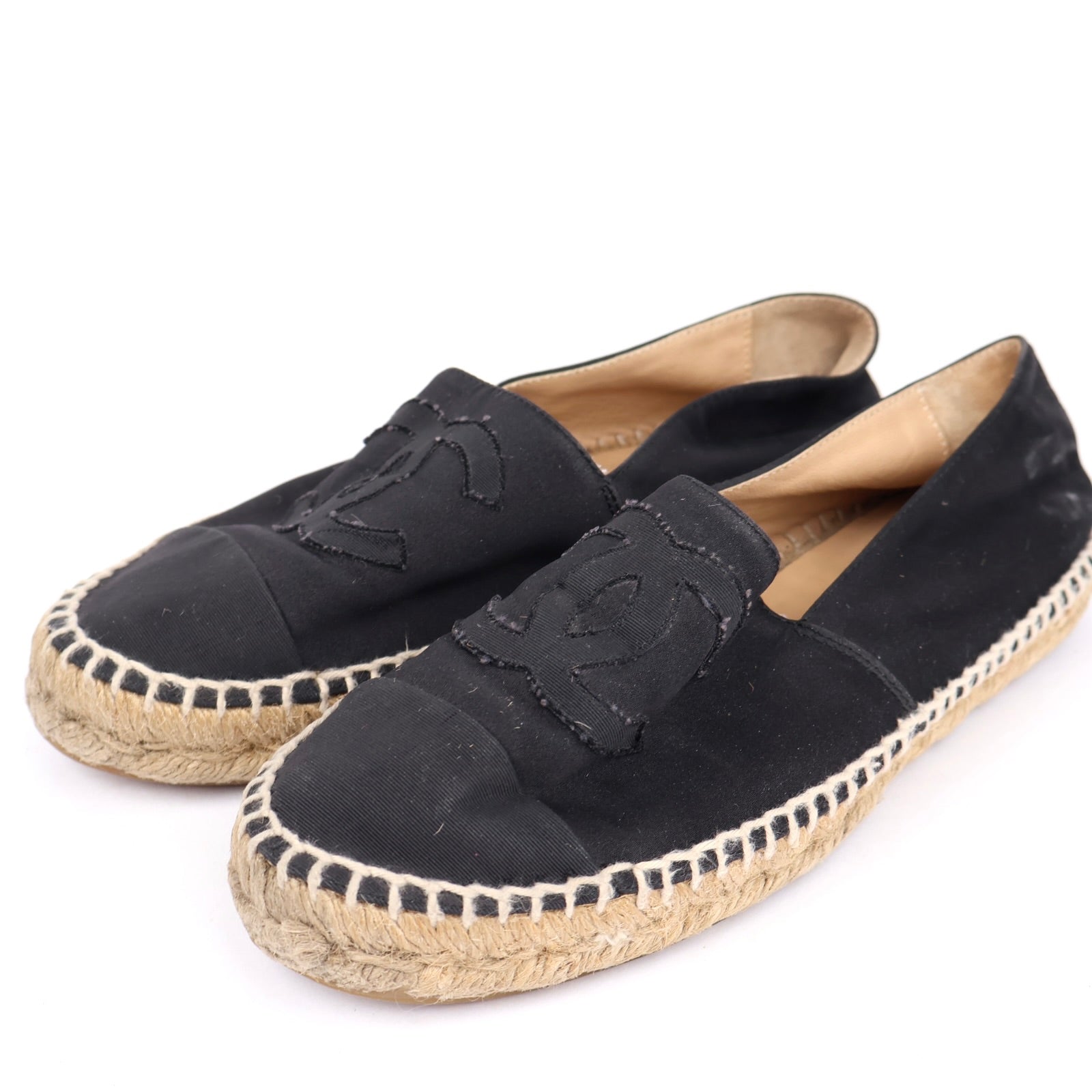 J1330 CHANEL Black Canvas CC Logo Espadrilles EU37/UK4- Pre Owned