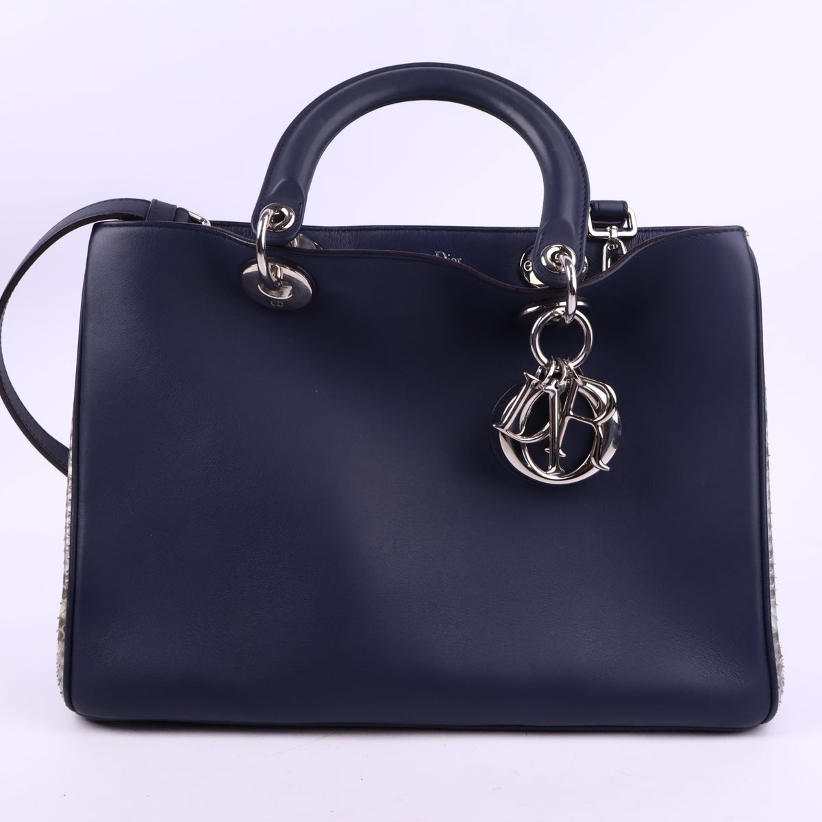 J3749 Christian Dior Top Handle Bag Leather Medium Diorissimo Tote | Pre-Owned Leather