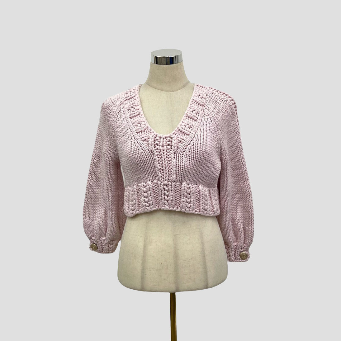 CHANEL Pink Cropped Knit Sweater- 95% new