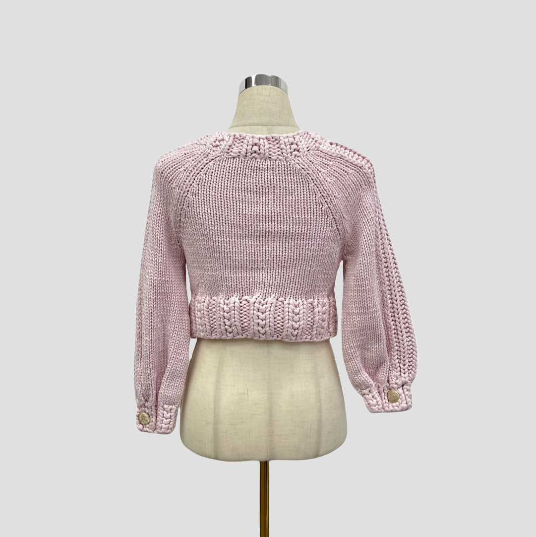 CHANEL Pink Cropped Knit Sweater- 95% new