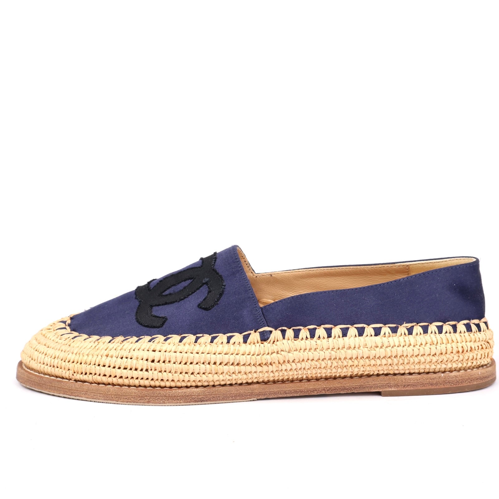 J1334 CHANEL Navy Canvas CC Logo Espadrilles EU37/UK4- Pre Owned
