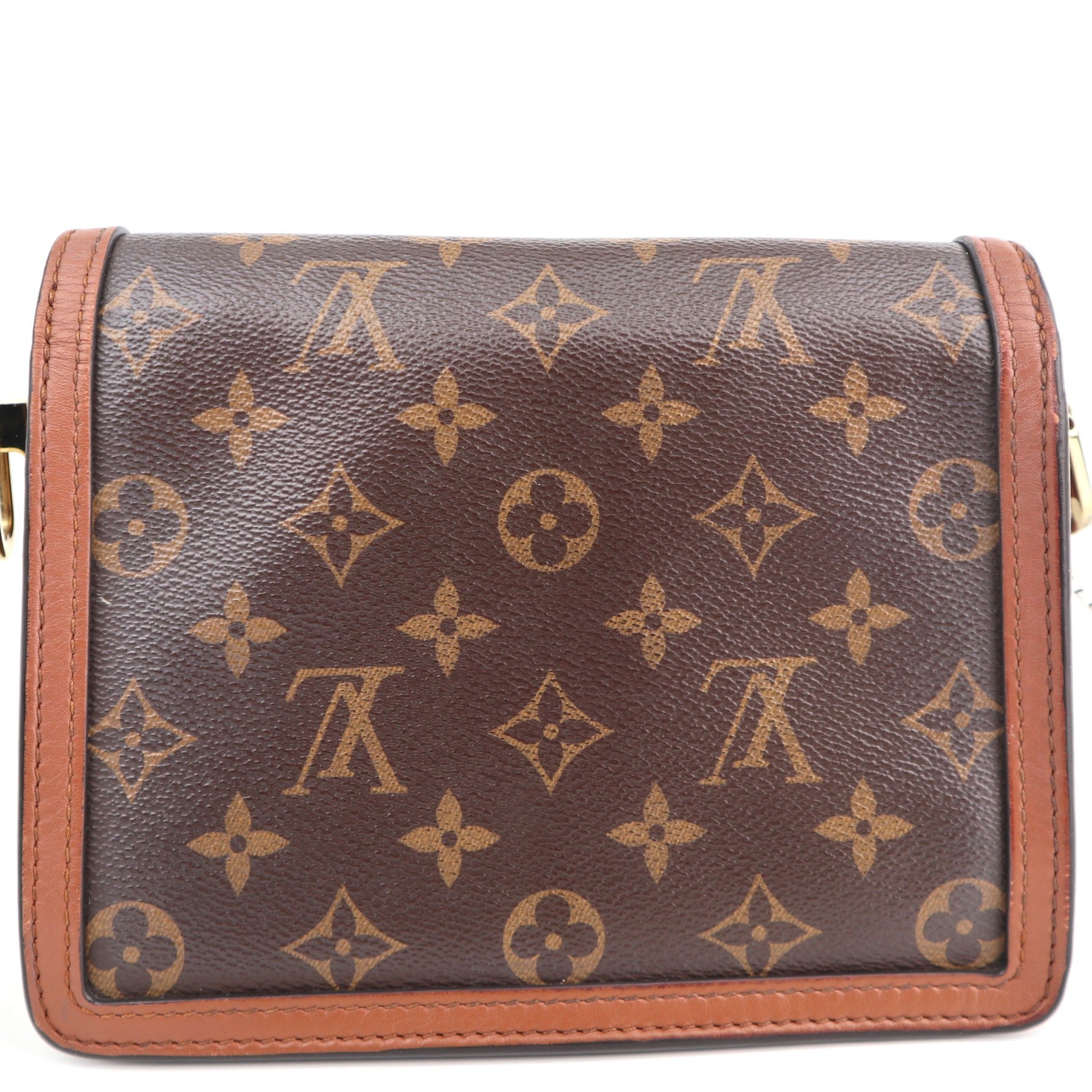 C2579 Louis Vuitton Top Handle Bag Dauphine Mini Monogram Reverse | Pre-Owned Very Good Brown Canvas Monogram Reverse