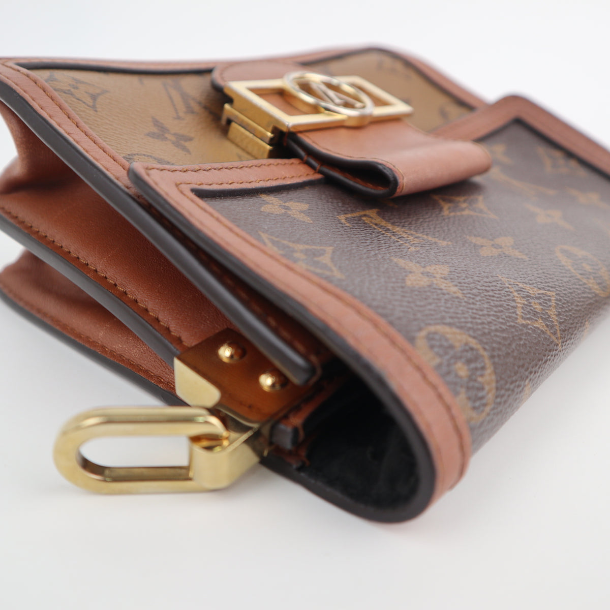 C2579 Louis Vuitton Top Handle Bag Dauphine Mini Monogram Reverse | Pre-Owned Very Good Brown Canvas Monogram Reverse