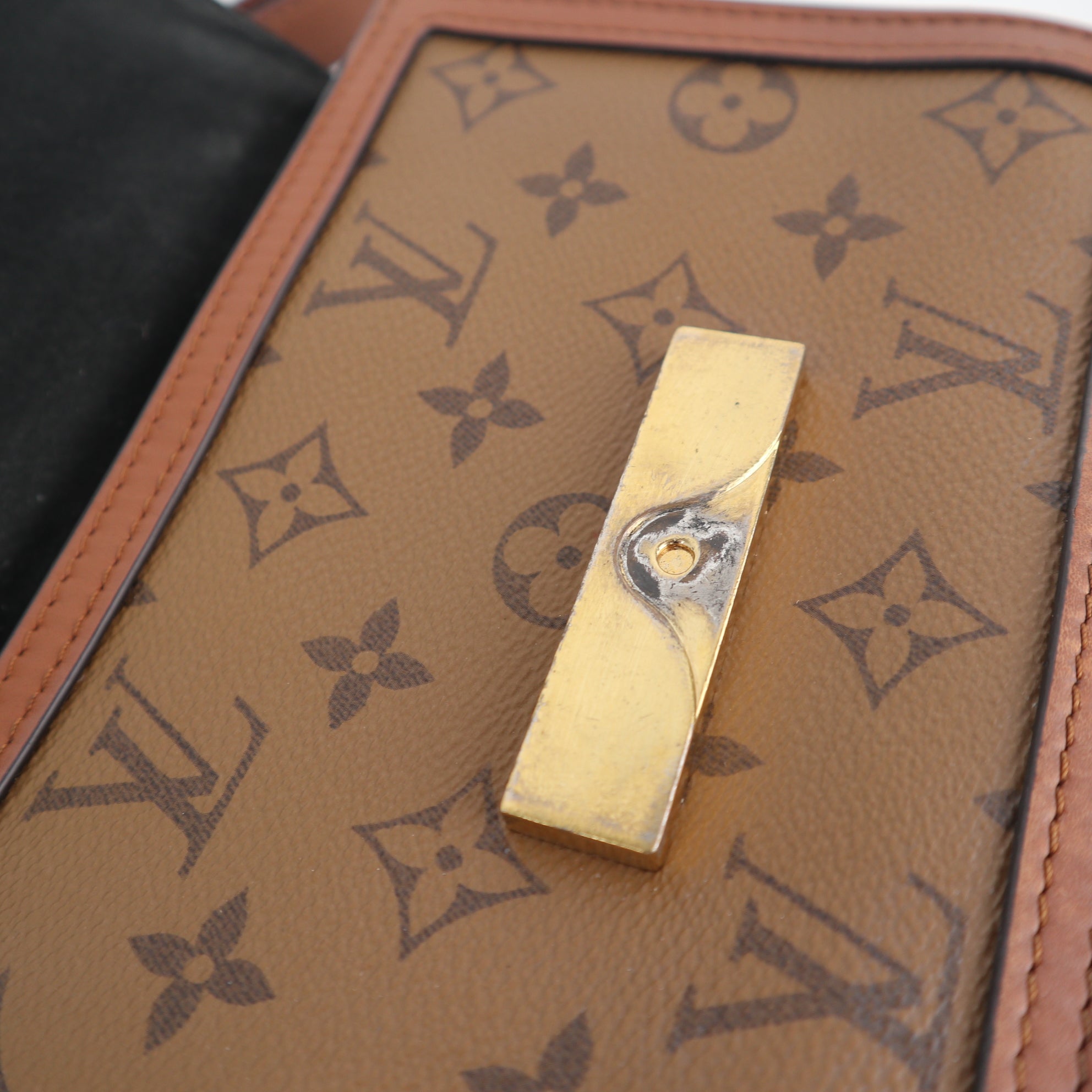 C2579 Louis Vuitton Top Handle Bag Dauphine Mini Monogram Reverse | Pre-Owned Very Good Brown Canvas Monogram Reverse