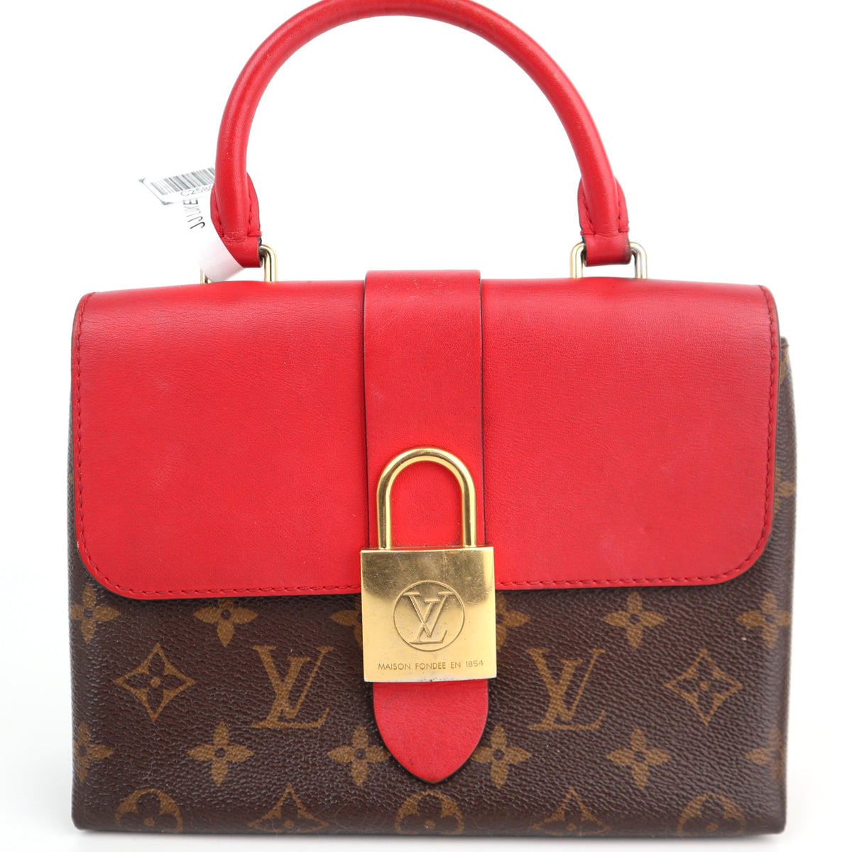 C2580 Louis Vuitton Top Handle Bag Locky BB Monogram Coquelicot | Pre-Owned Very Good Red Canvas Monogram