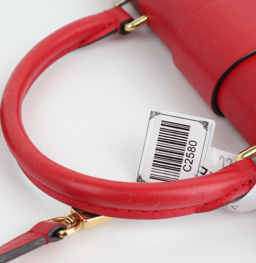 C2580 Louis Vuitton Top Handle Bag Locky BB Monogram Coquelicot | Pre-Owned Very Good Red Canvas Monogram