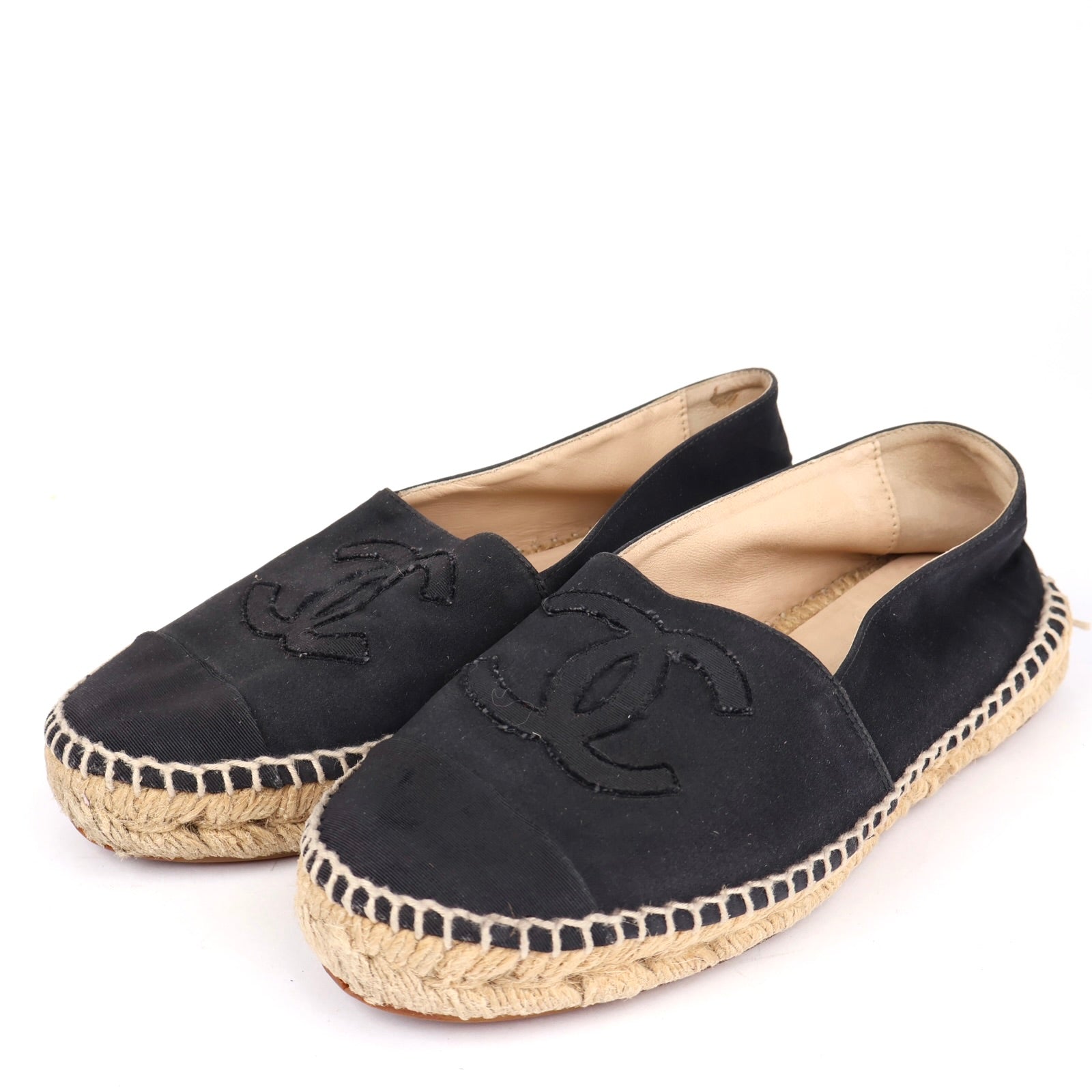 J1332 CHANEL Black Canvas CC Logo Espadrilles EU37/UK4- Pre Owned
