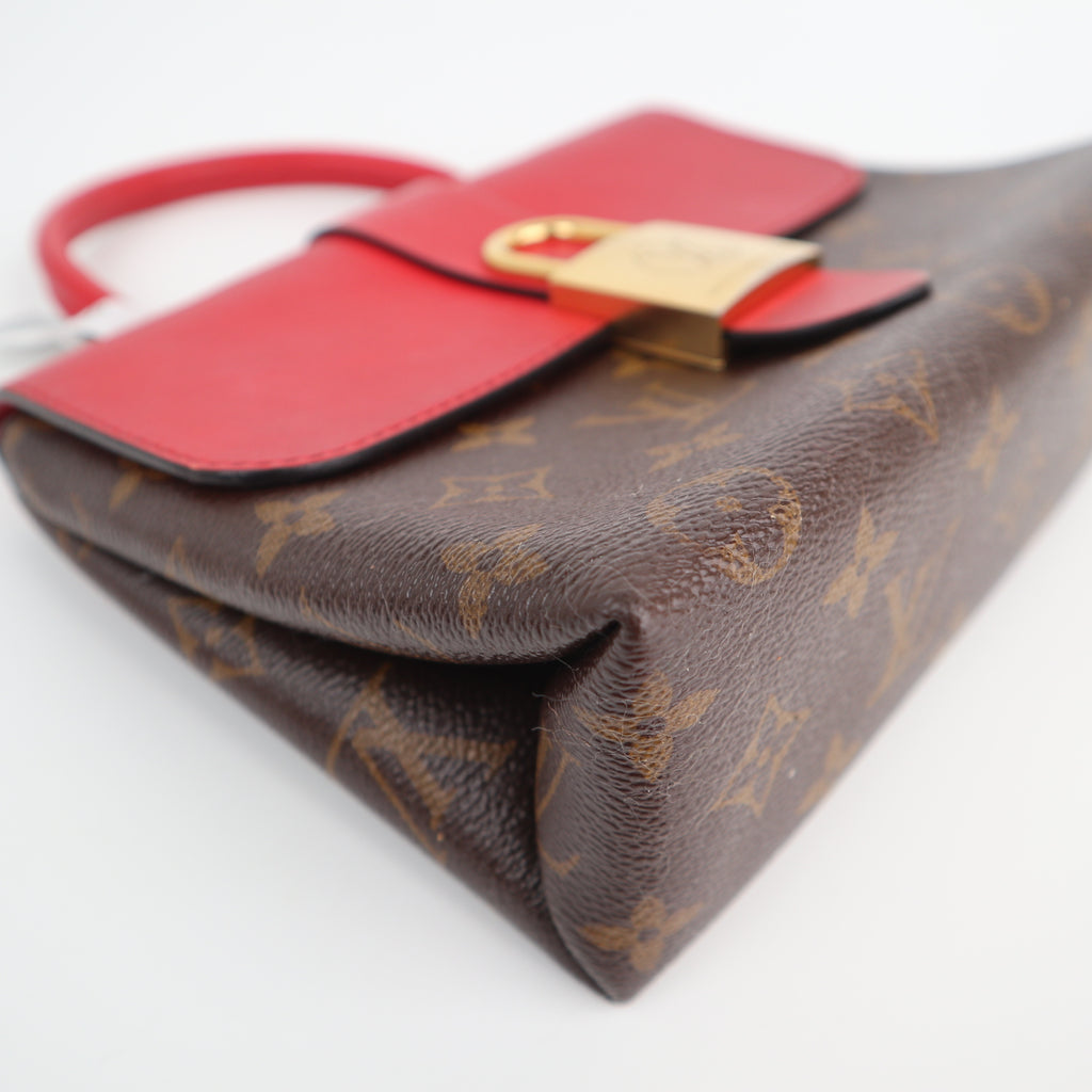 C2580 Louis Vuitton Top Handle Bag Locky BB Monogram Coquelicot | Pre-Owned Very Good Red Canvas Monogram