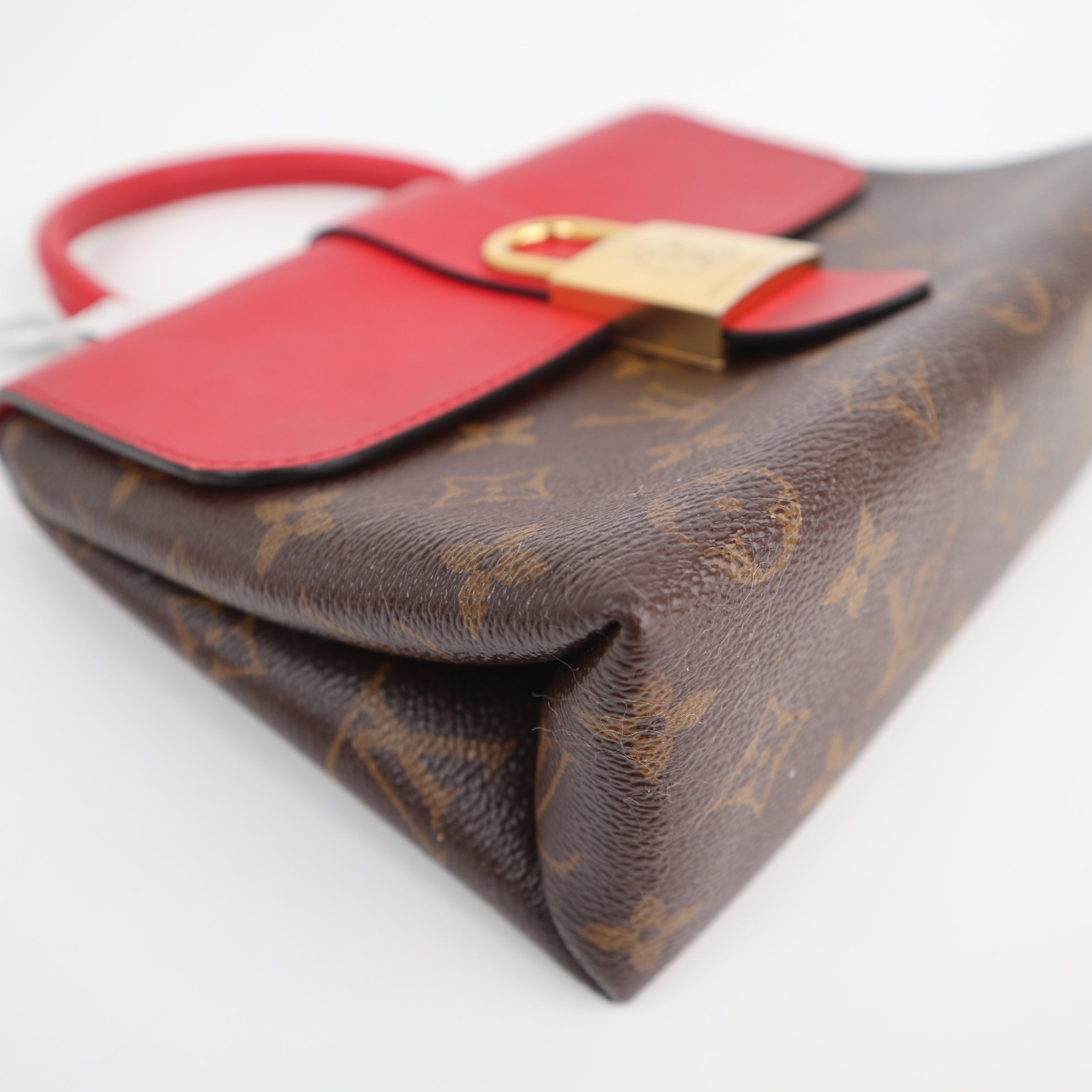 C2580 Louis Vuitton Top Handle Bag Locky BB Monogram Coquelicot | Pre-Owned Very Good Red Canvas Monogram