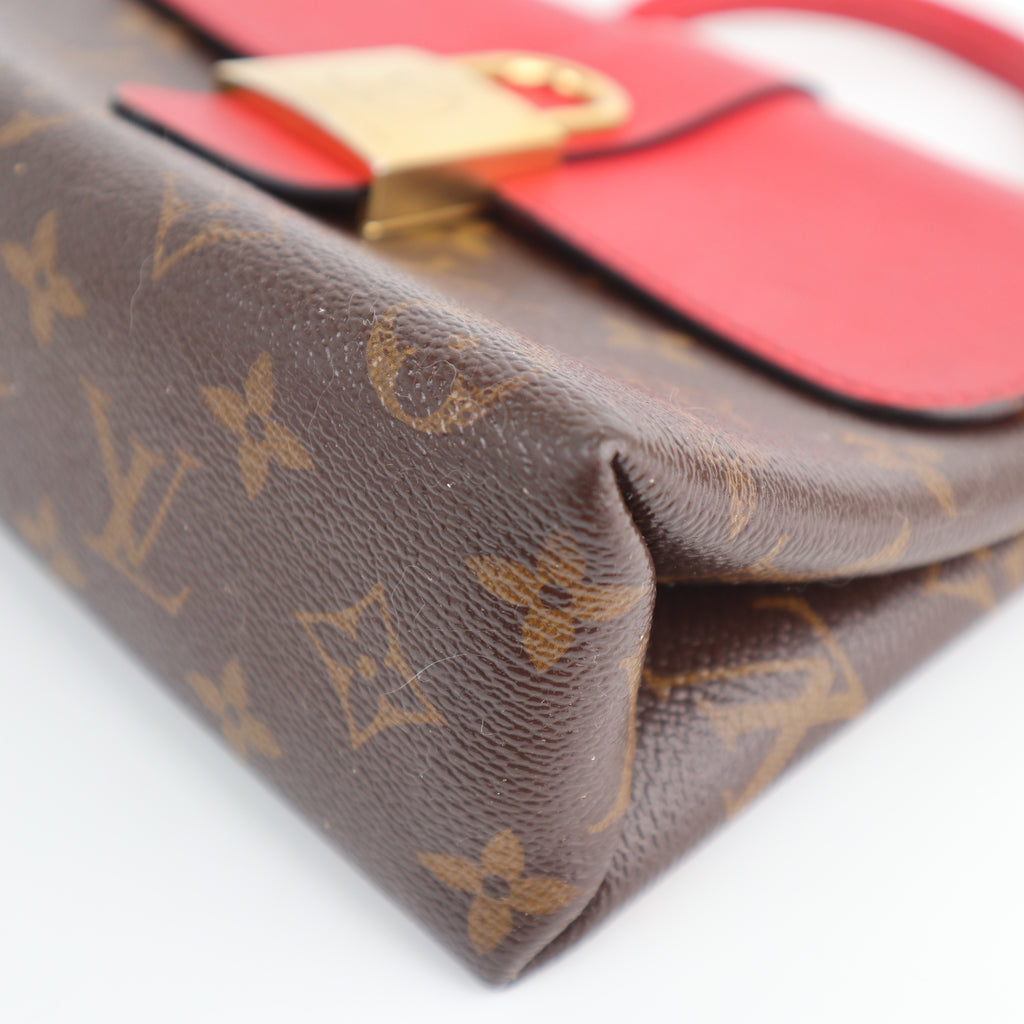 C2580 Louis Vuitton Top Handle Bag Locky BB Monogram Coquelicot | Pre-Owned Very Good Red Canvas Monogram