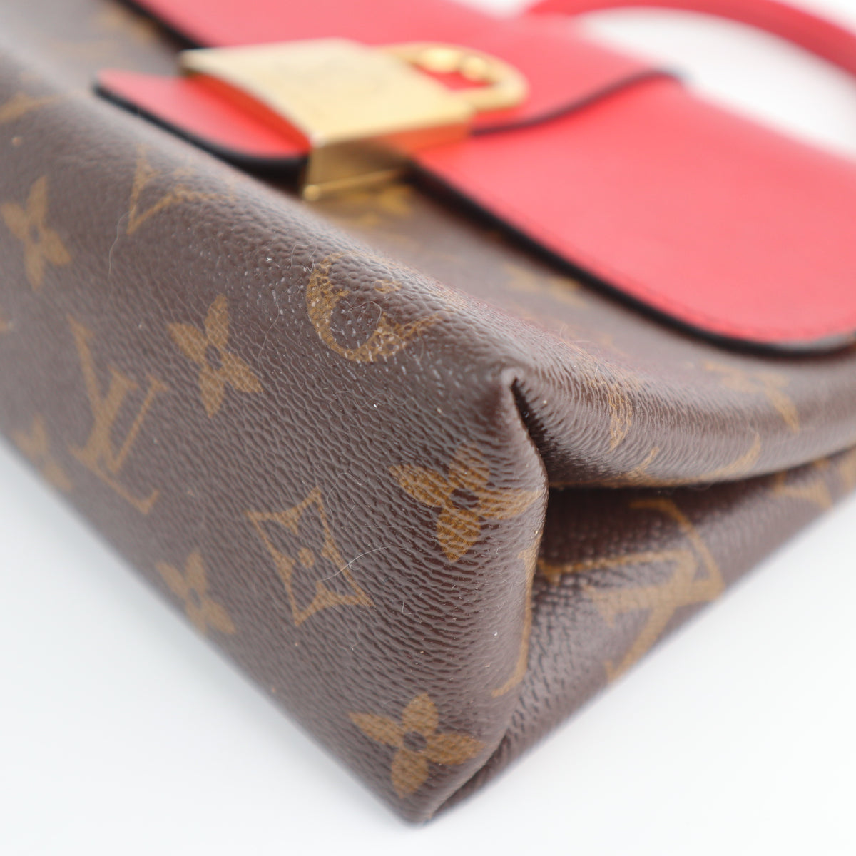 C2580 Louis Vuitton Top Handle Bag Locky BB Monogram Coquelicot | Pre-Owned Very Good Red Canvas Monogram