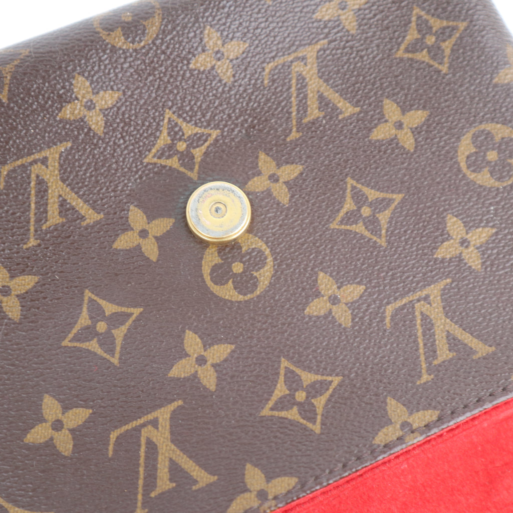 C2580 Louis Vuitton Top Handle Bag Locky BB Monogram Coquelicot | Pre-Owned Very Good Red Canvas Monogram