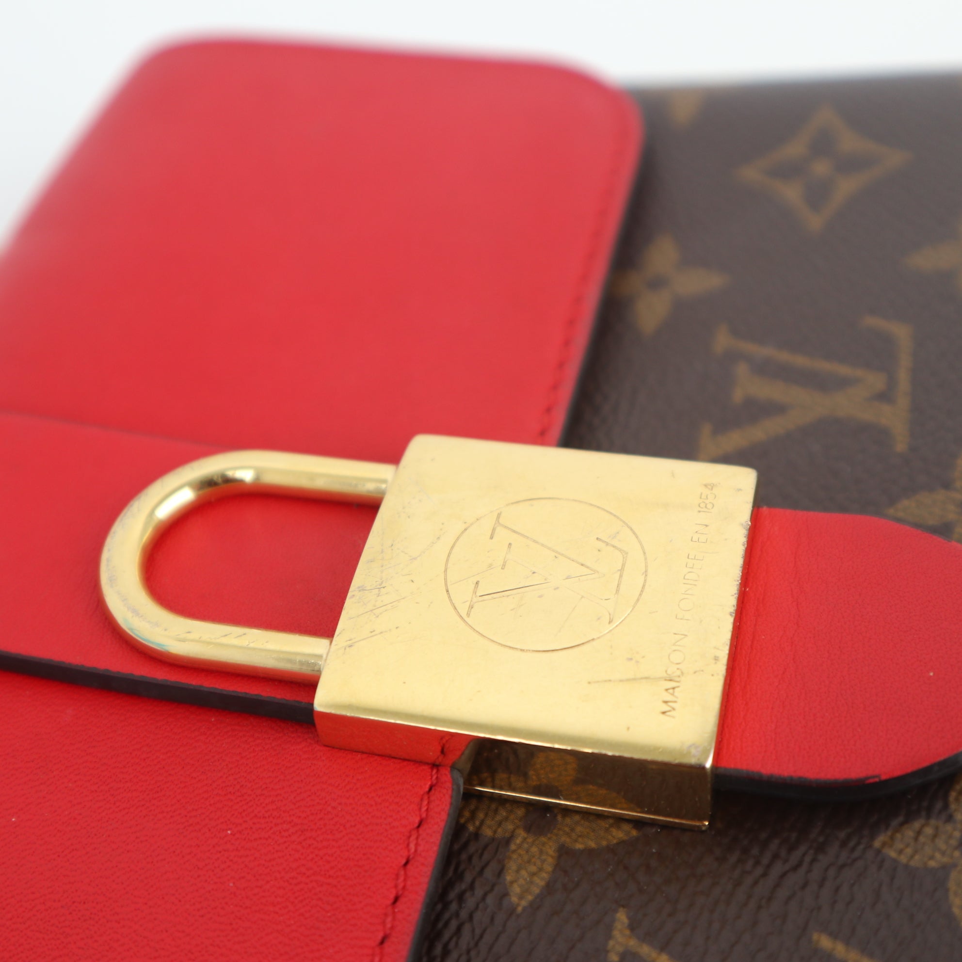 C1127 Louis Vuitton  Locky Handbag Monogram Canvas with Leather BB satchel-Pre Owned