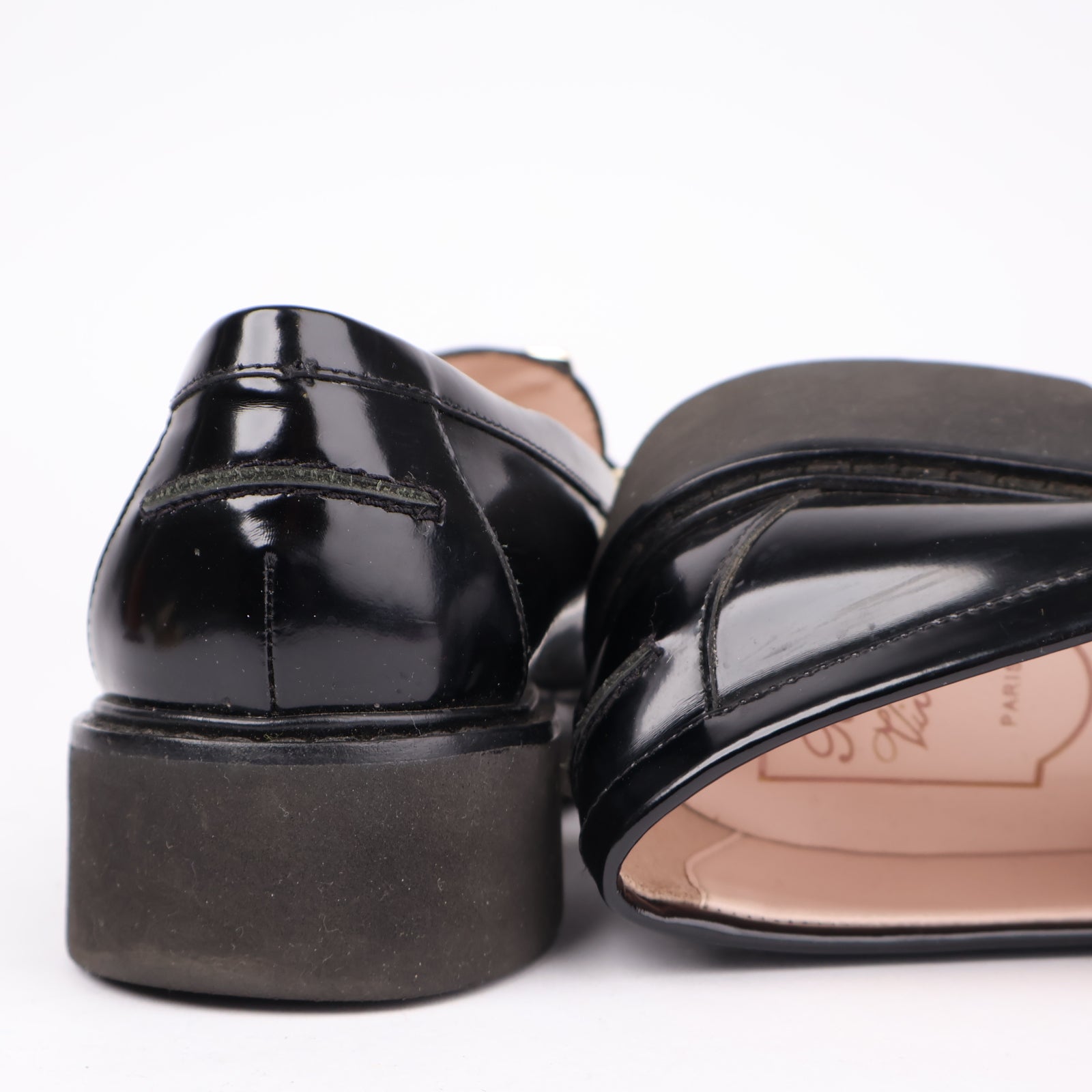 J1338 Roger Vivier Belle Vivier Patent Leather Platform Loafers in Black EU36/UK3.5- Pre Owned