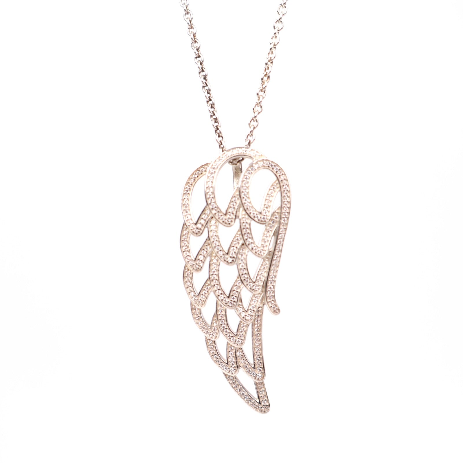 J1299 Pandora Sparkling Angel Wing Pendant Necklace- Pre Owned