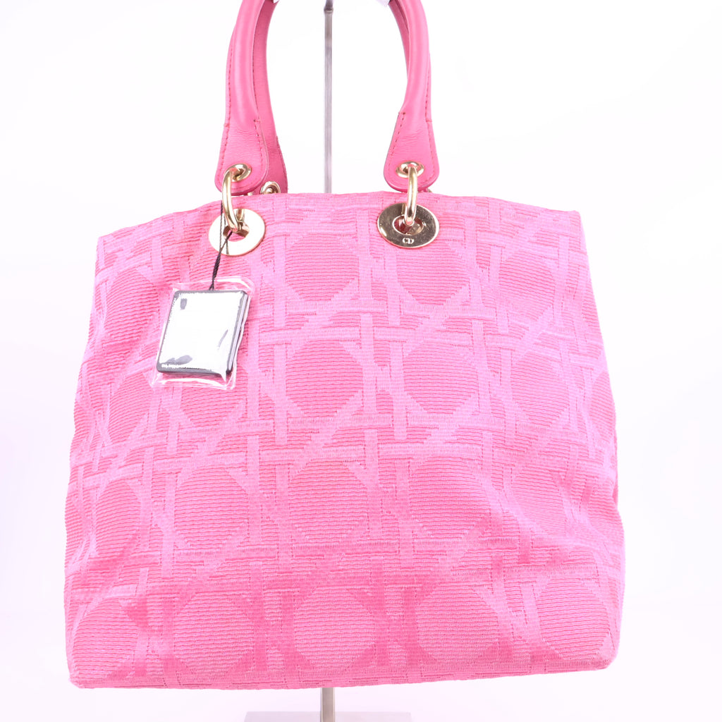 J2753 Christian Dior Top Handle Bag Lady Dior | Pre-Owned Excellent Pink Jacquard Canvas Cannage