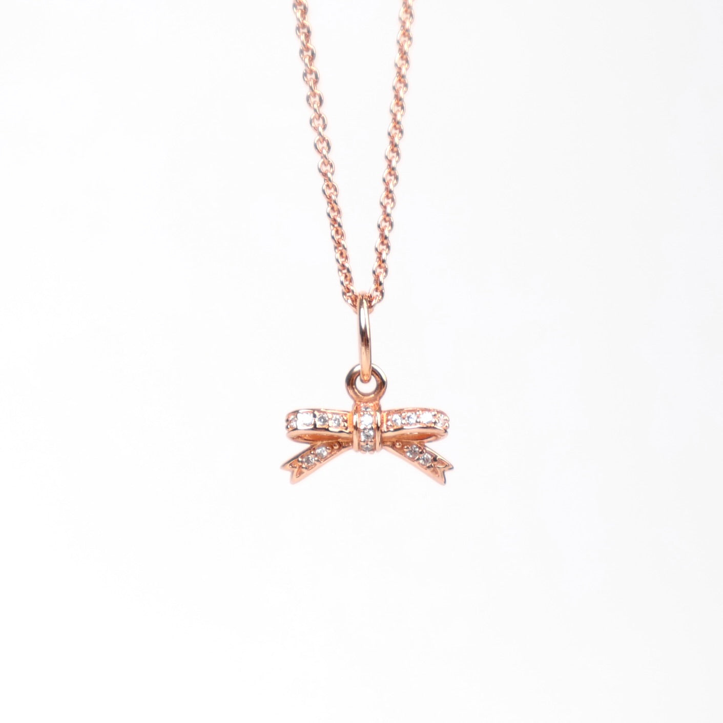 J1302 Pandora Sparkling Bow Pendant Necklace- Pre Owned