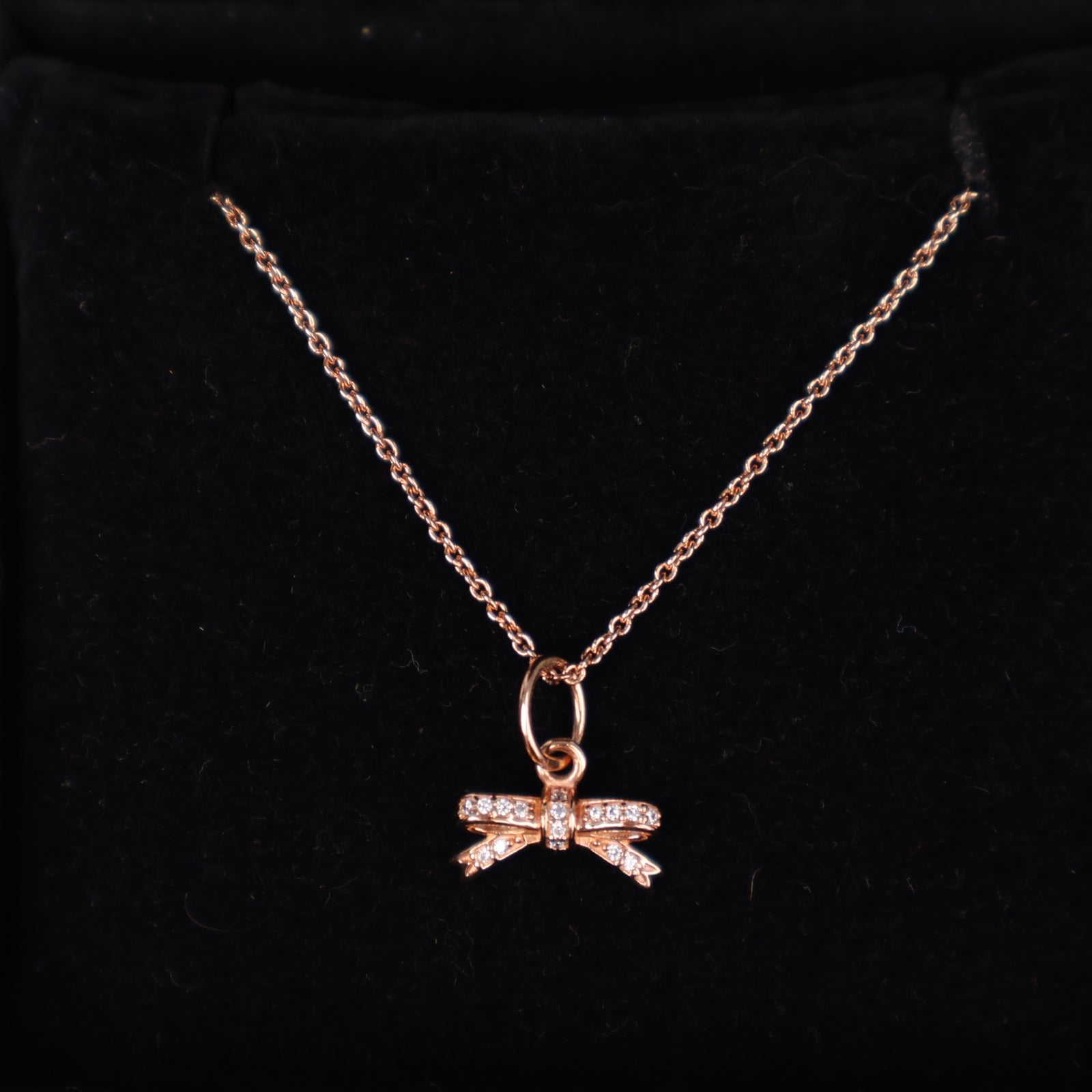 J1302 Pandora Sparkling Bow Pendant Necklace- Pre Owned